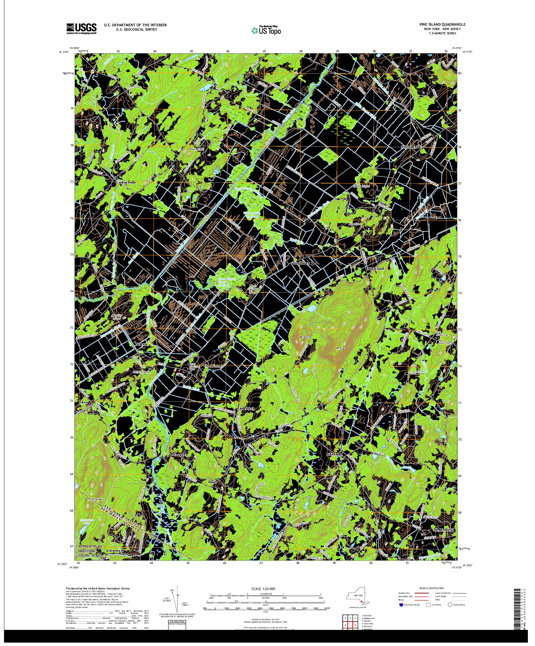 USGS US TOPO 7.5-MINUTE MAP FOR PINE ISLAND, NY,NJ 2019