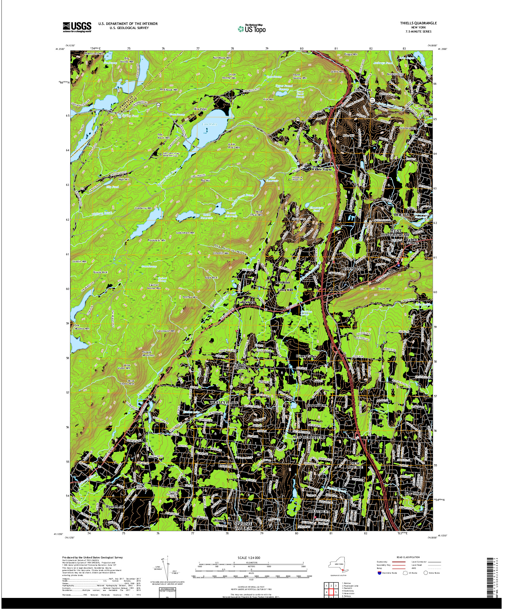 USGS US TOPO 7.5-MINUTE MAP FOR THIELLS, NY 2019