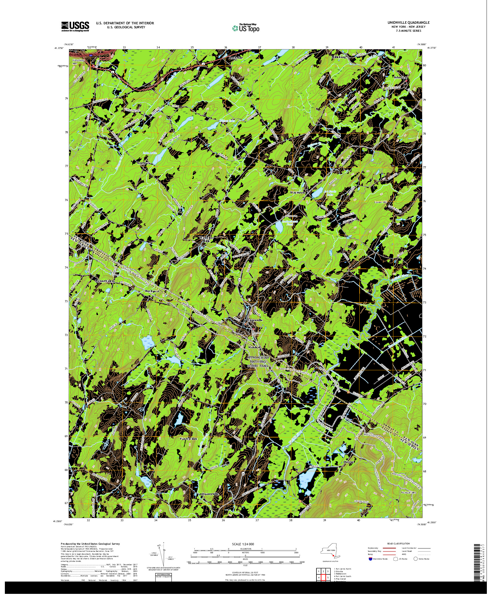 USGS US TOPO 7.5-MINUTE MAP FOR UNIONVILLE, NY,NJ 2019