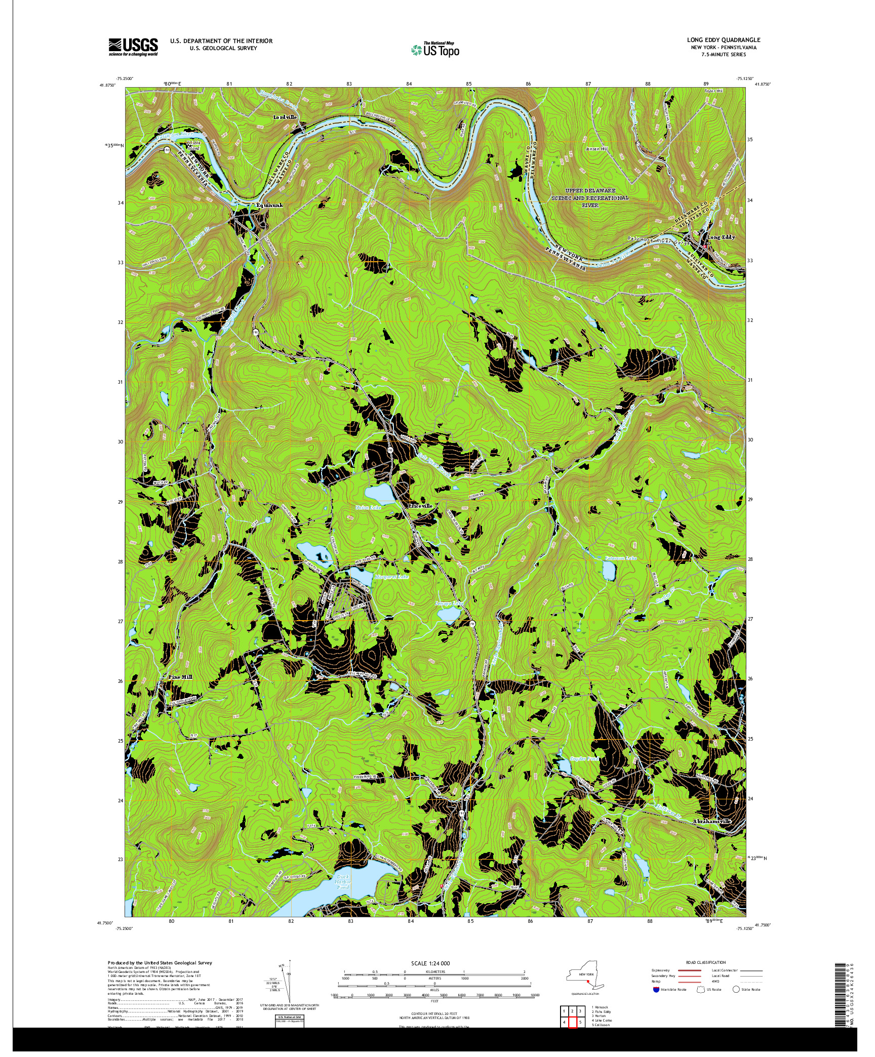 USGS US TOPO 7.5-MINUTE MAP FOR LONG EDDY, NY,PA 2019