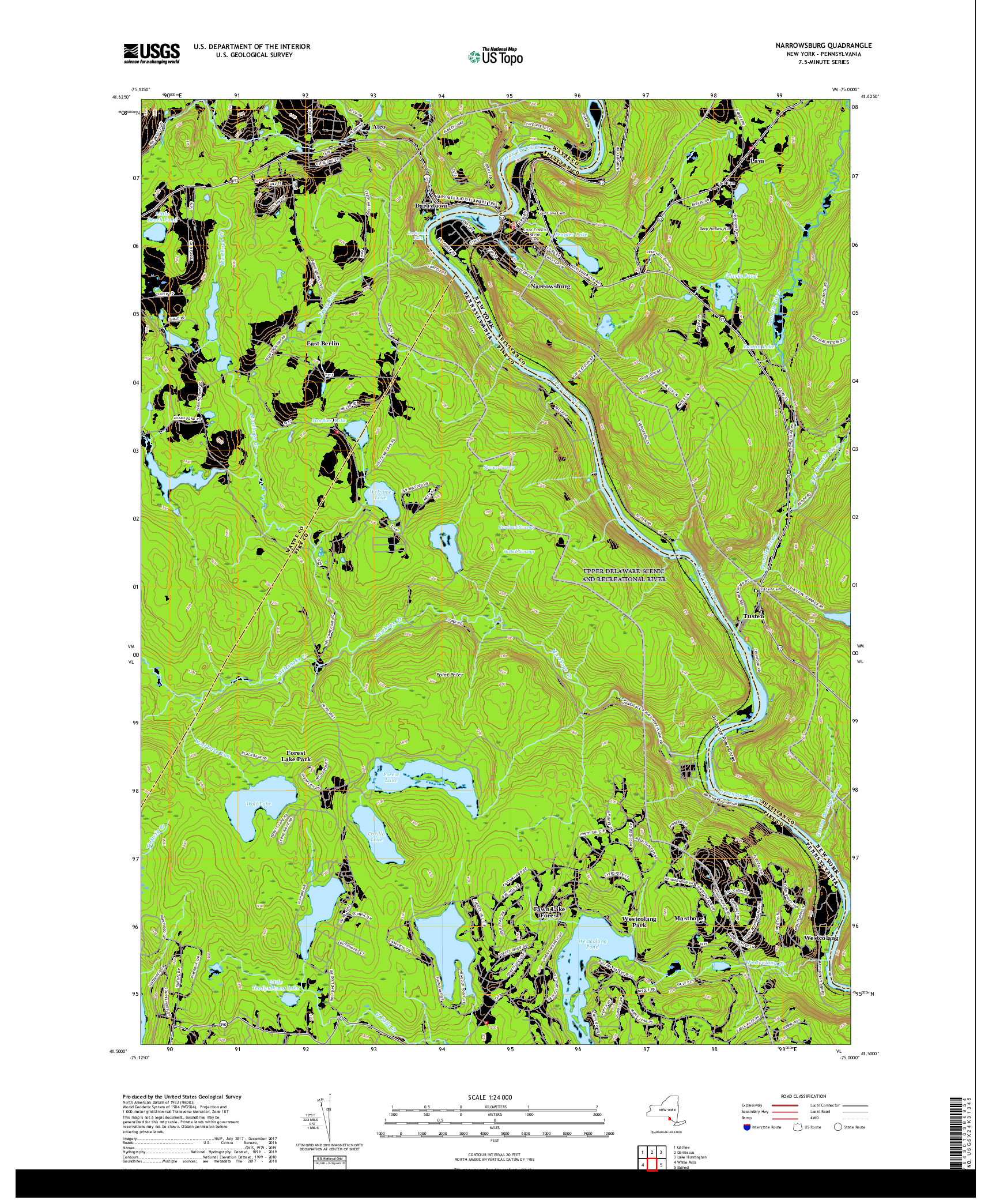 USGS US TOPO 7.5-MINUTE MAP FOR NARROWSBURG, NY,PA 2019