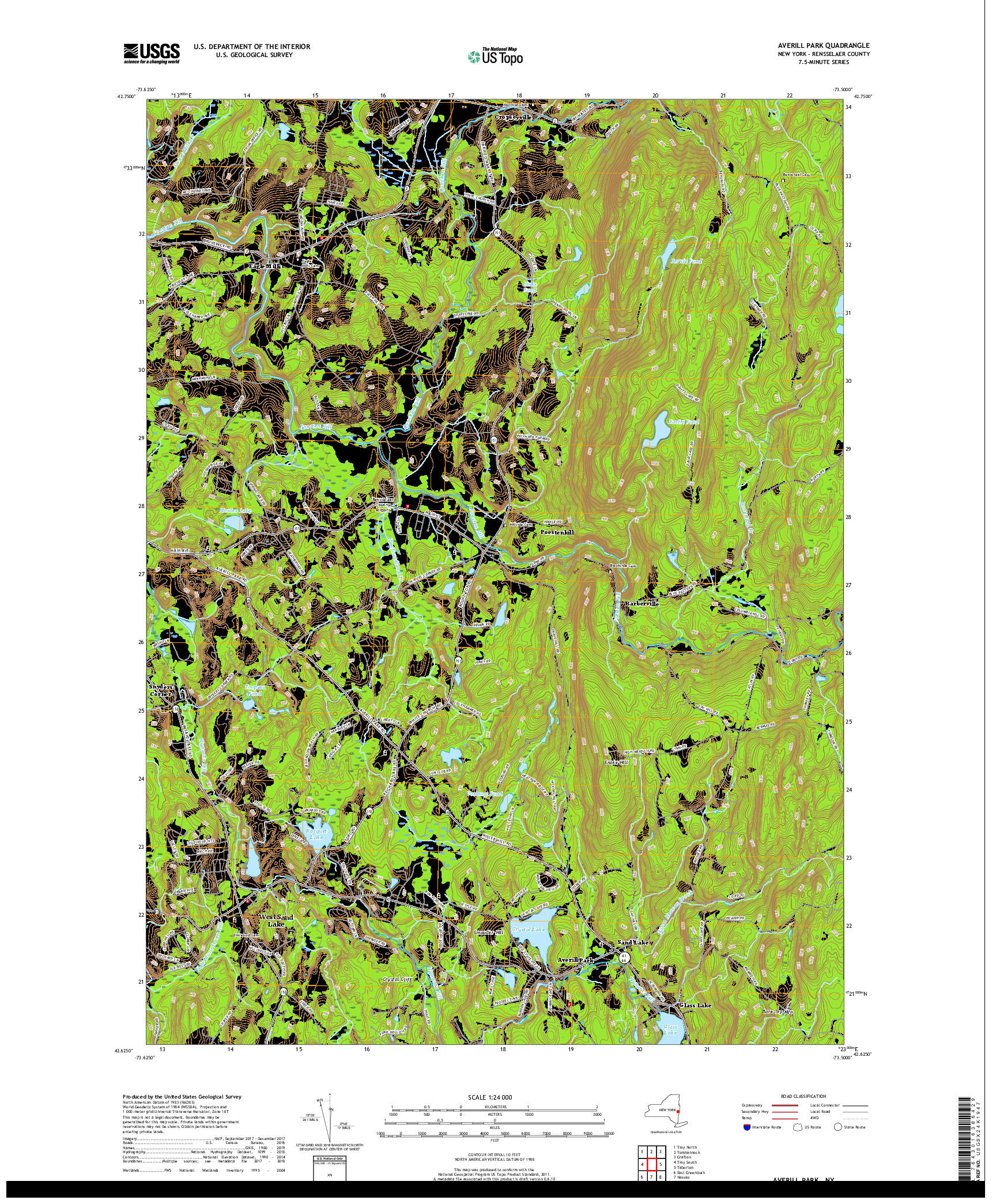 USGS US TOPO 7.5-MINUTE MAP FOR AVERILL PARK, NY 2019