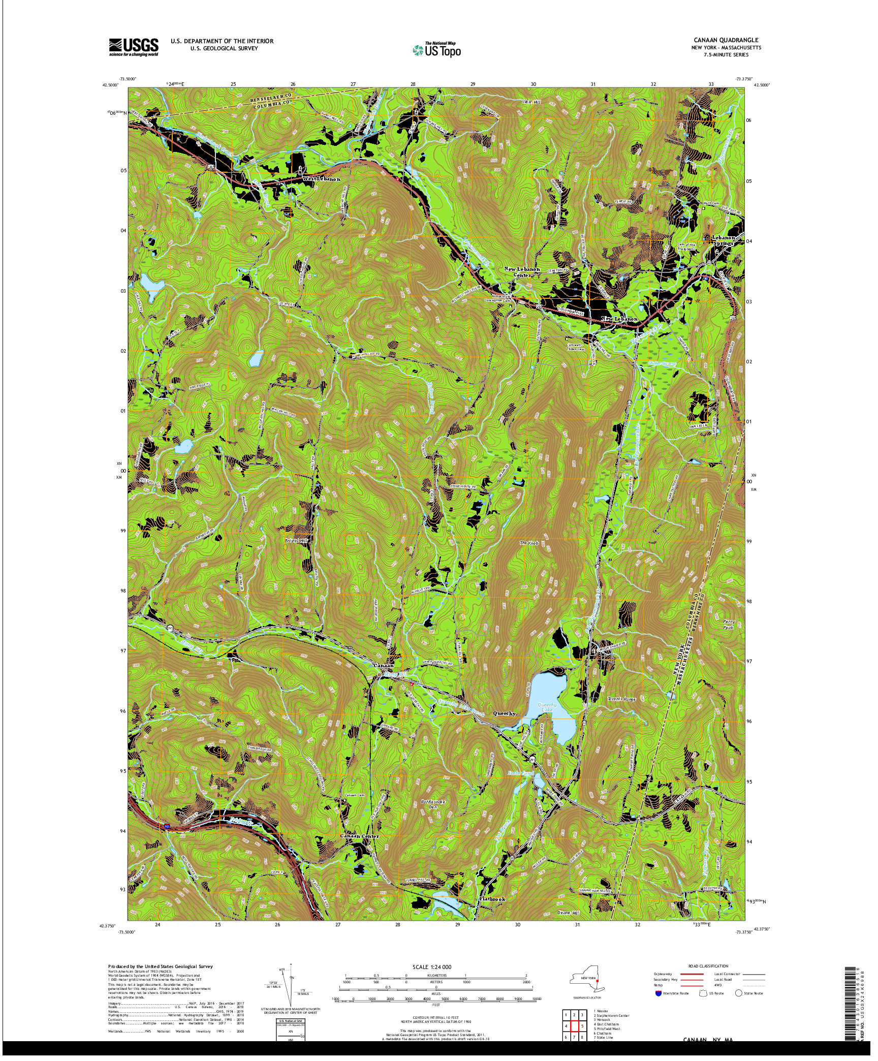 USGS US TOPO 7.5-MINUTE MAP FOR CANAAN, NY,MA 2019