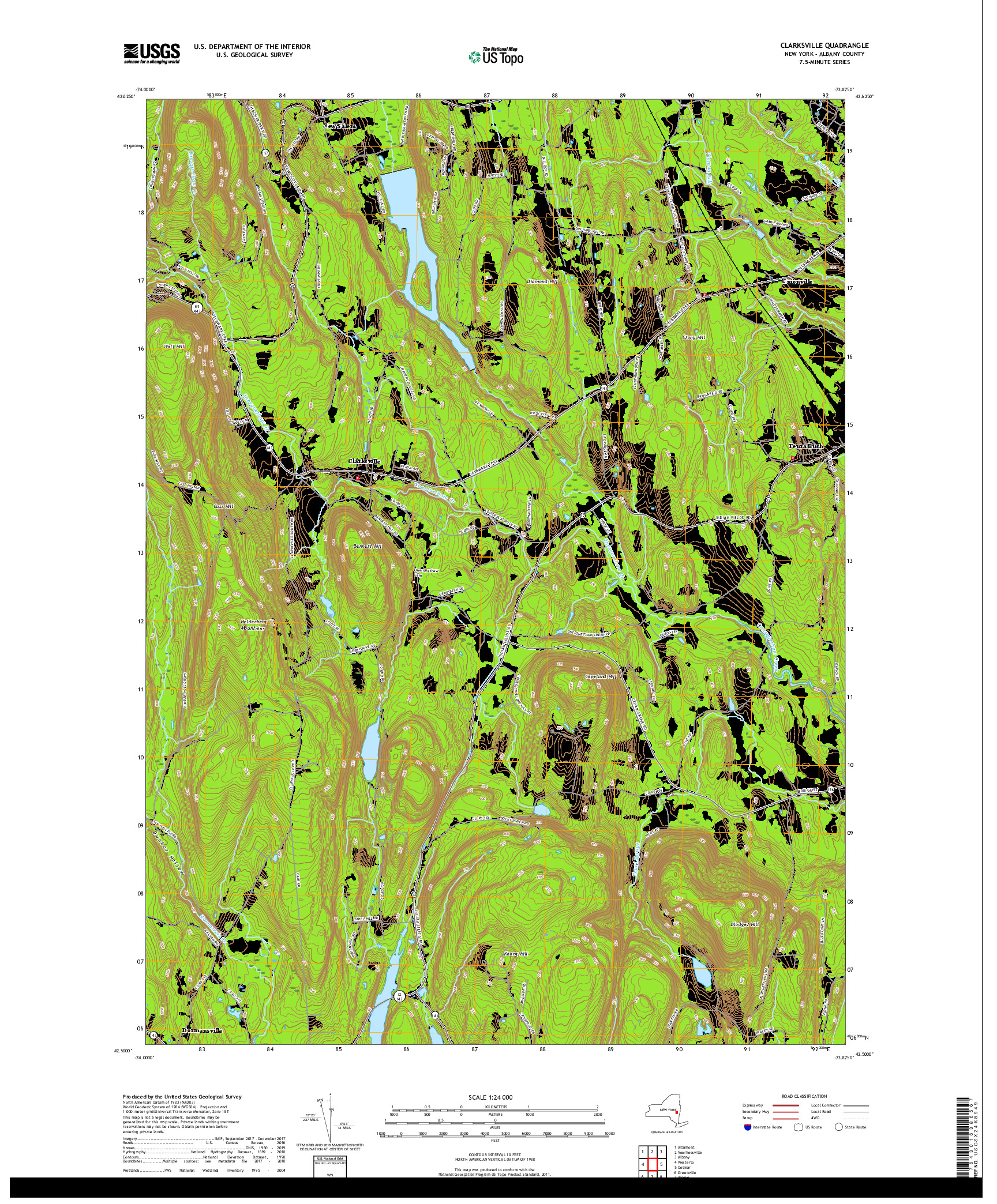 USGS US TOPO 7.5-MINUTE MAP FOR CLARKSVILLE, NY 2019