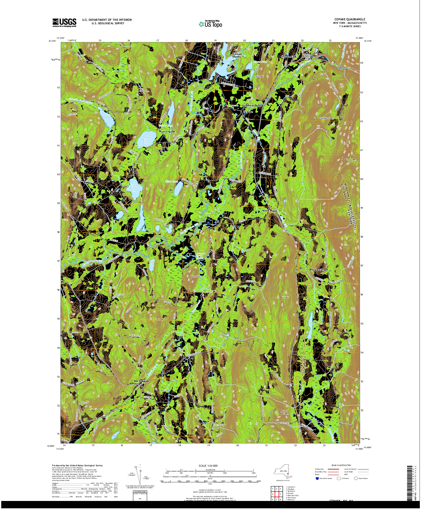 USGS US TOPO 7.5-MINUTE MAP FOR COPAKE, NY,MA 2019