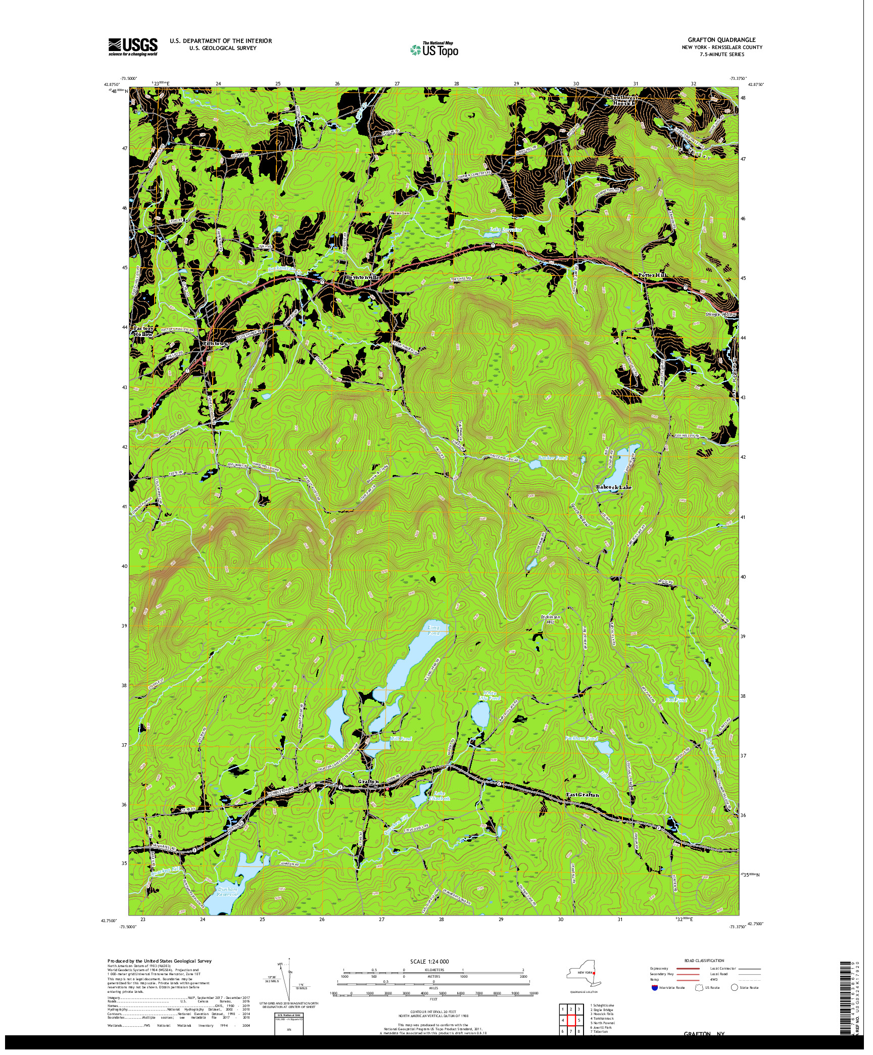 USGS US TOPO 7.5-MINUTE MAP FOR GRAFTON, NY 2019