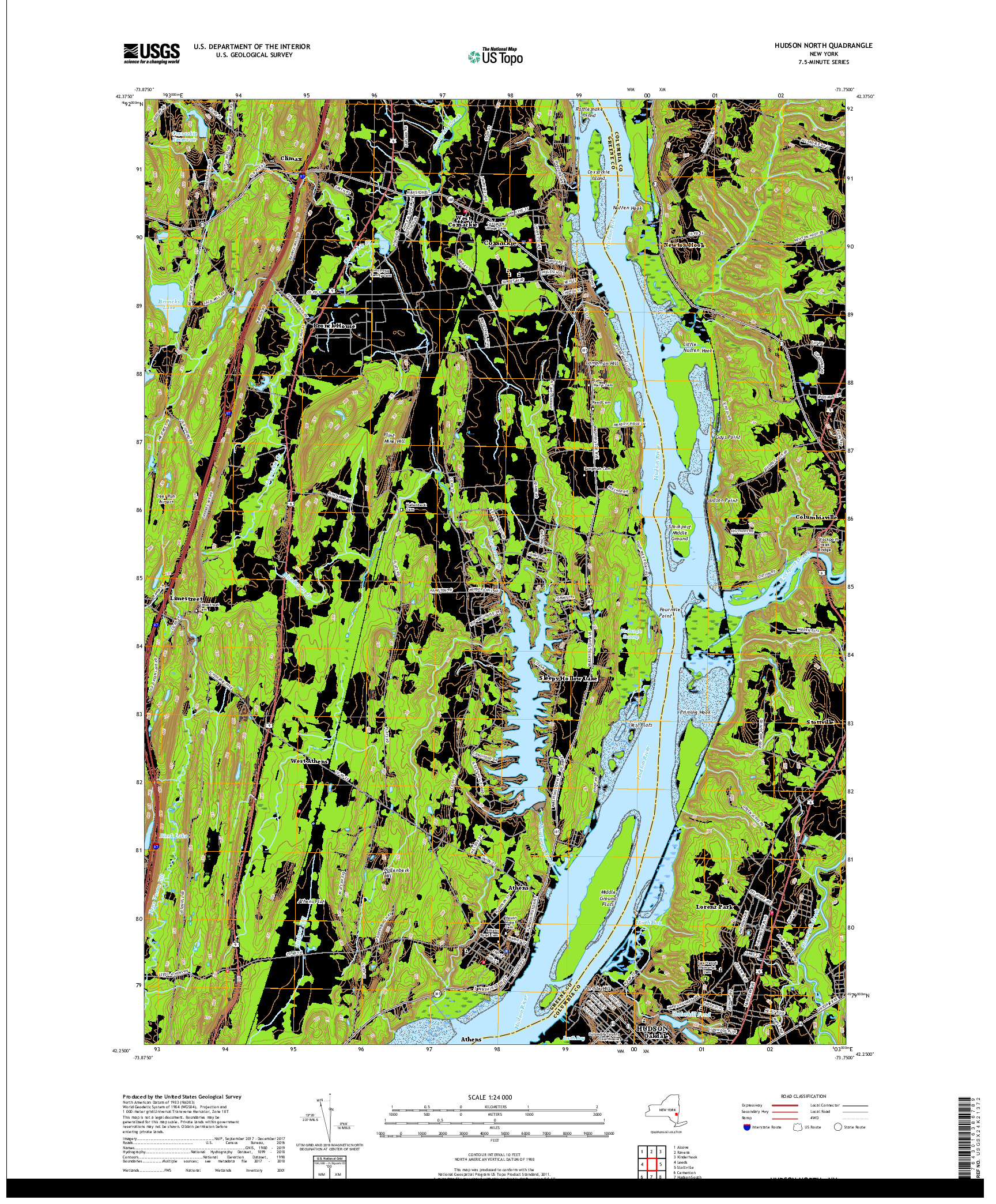 USGS US TOPO 7.5-MINUTE MAP FOR HUDSON NORTH, NY 2019