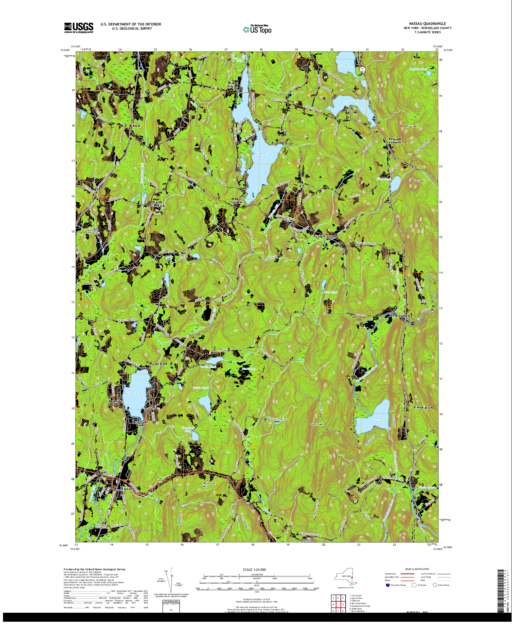 USGS US TOPO 7.5-MINUTE MAP FOR NASSAU, NY 2019