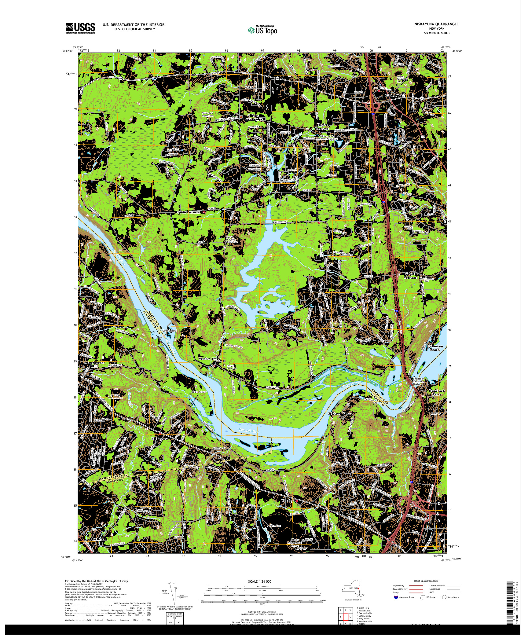 USGS US TOPO 7.5-MINUTE MAP FOR NISKAYUNA, NY 2019