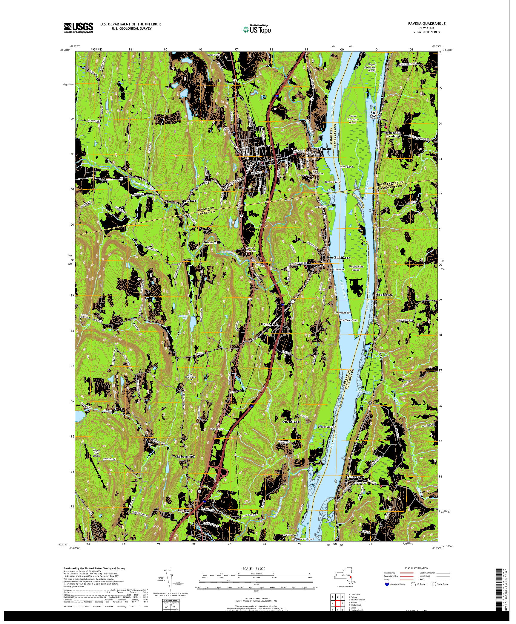 USGS US TOPO 7.5-MINUTE MAP FOR RAVENA, NY 2019