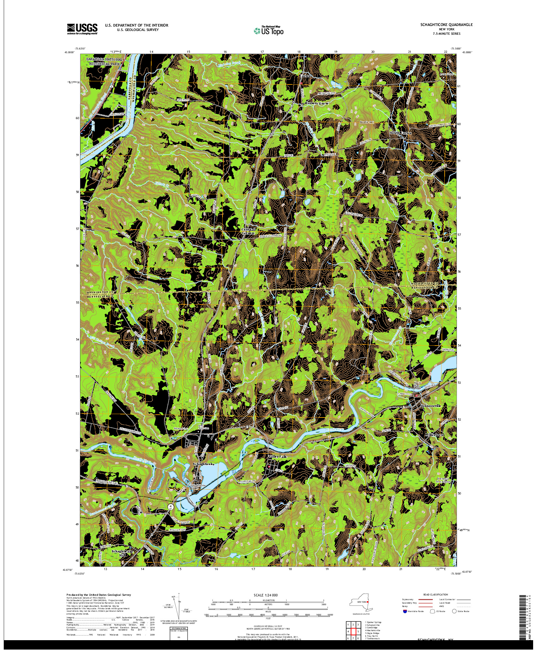 USGS US TOPO 7.5-MINUTE MAP FOR SCHAGHTICOKE, NY 2019