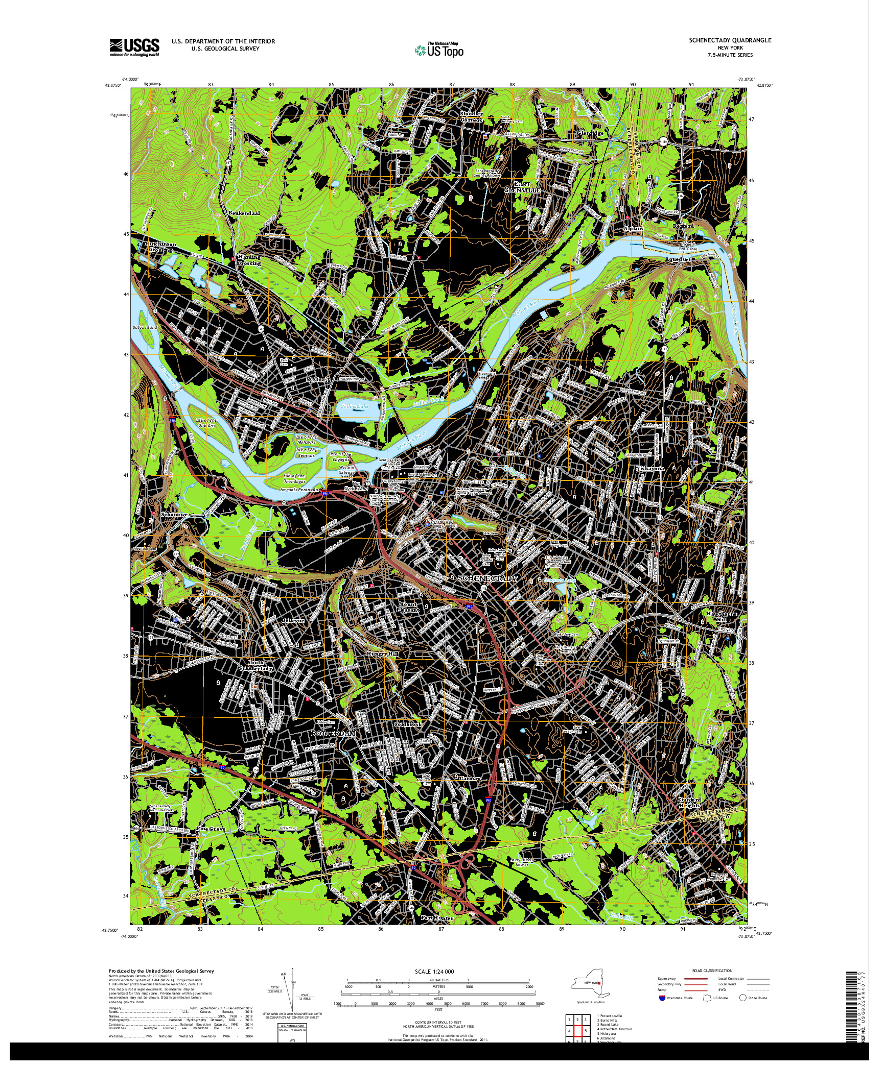 USGS US TOPO 7.5-MINUTE MAP FOR SCHENECTADY, NY 2019