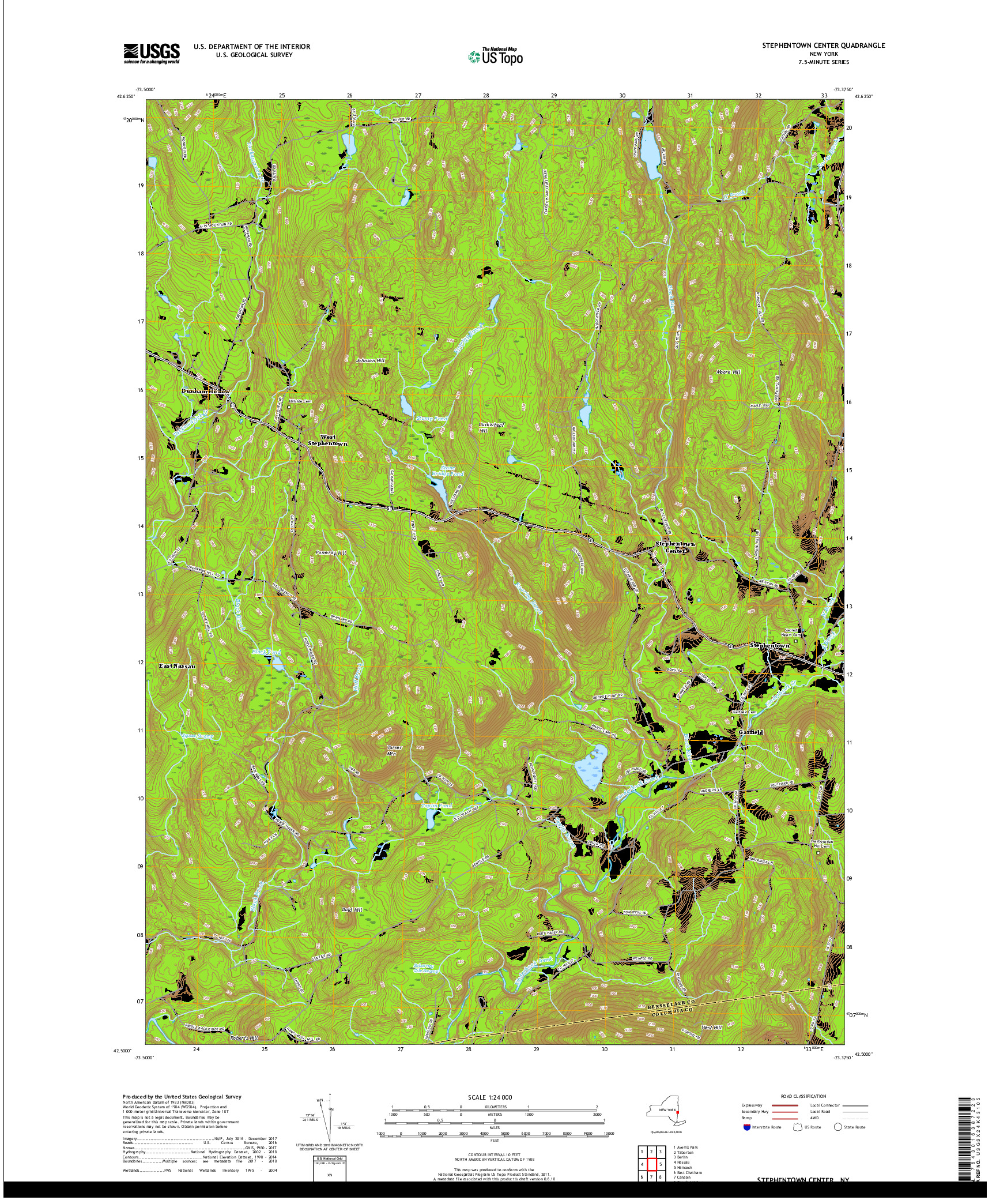 USGS US TOPO 7.5-MINUTE MAP FOR STEPHENTOWN CENTER, NY 2019