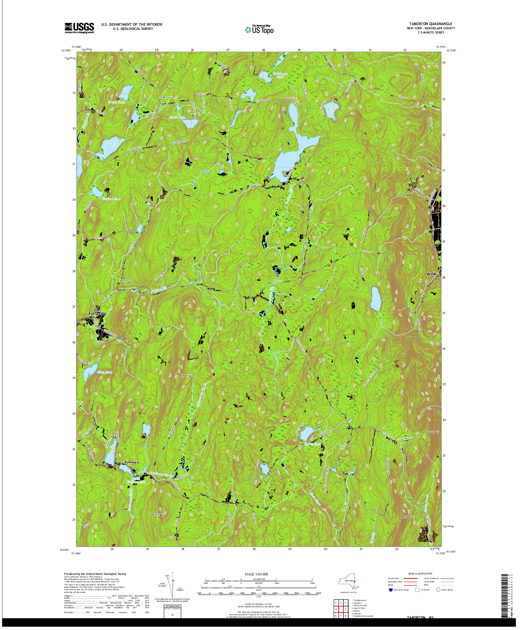 USGS US TOPO 7.5-MINUTE MAP FOR TABORTON, NY 2019
