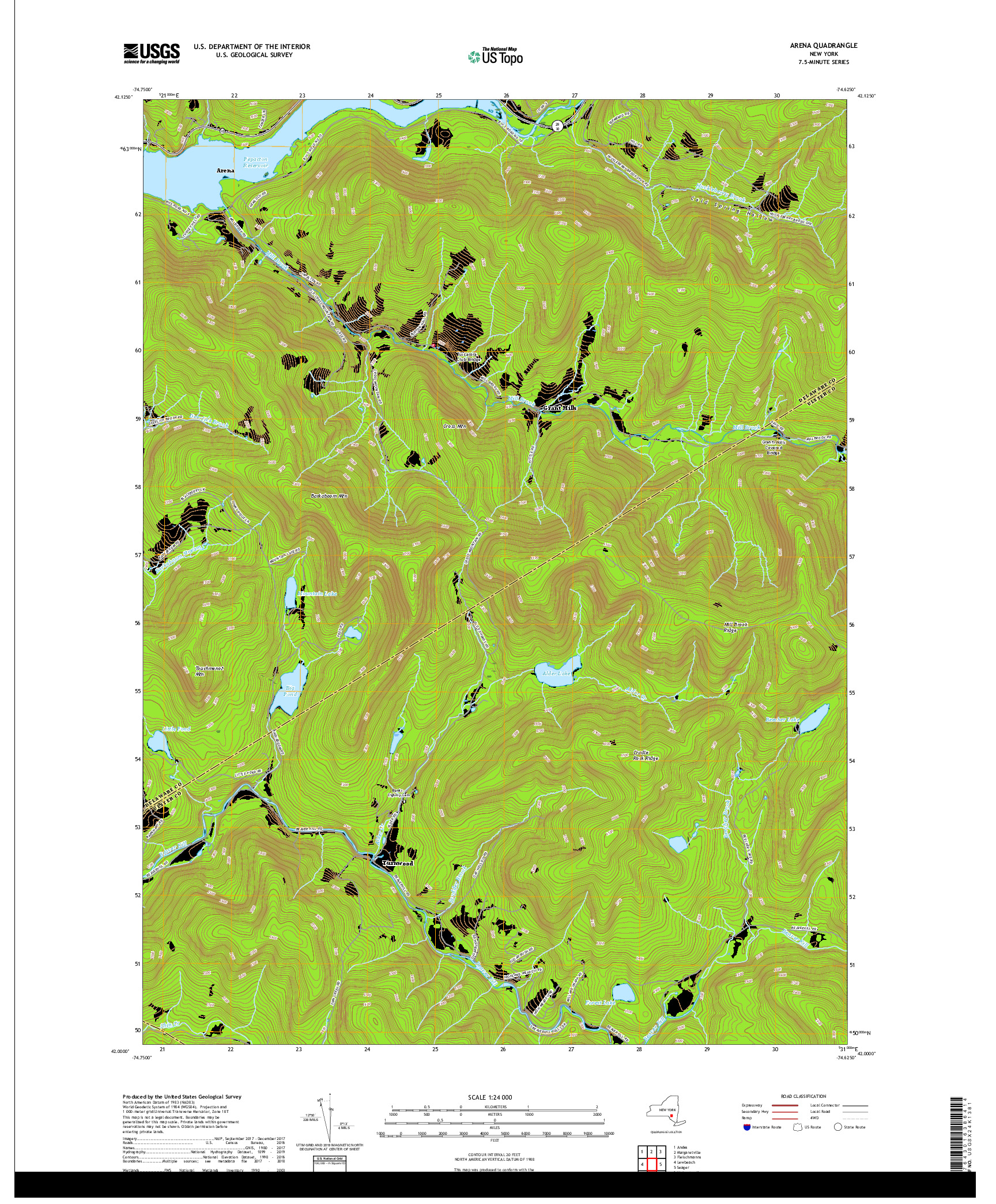 USGS US TOPO 7.5-MINUTE MAP FOR ARENA, NY 2019