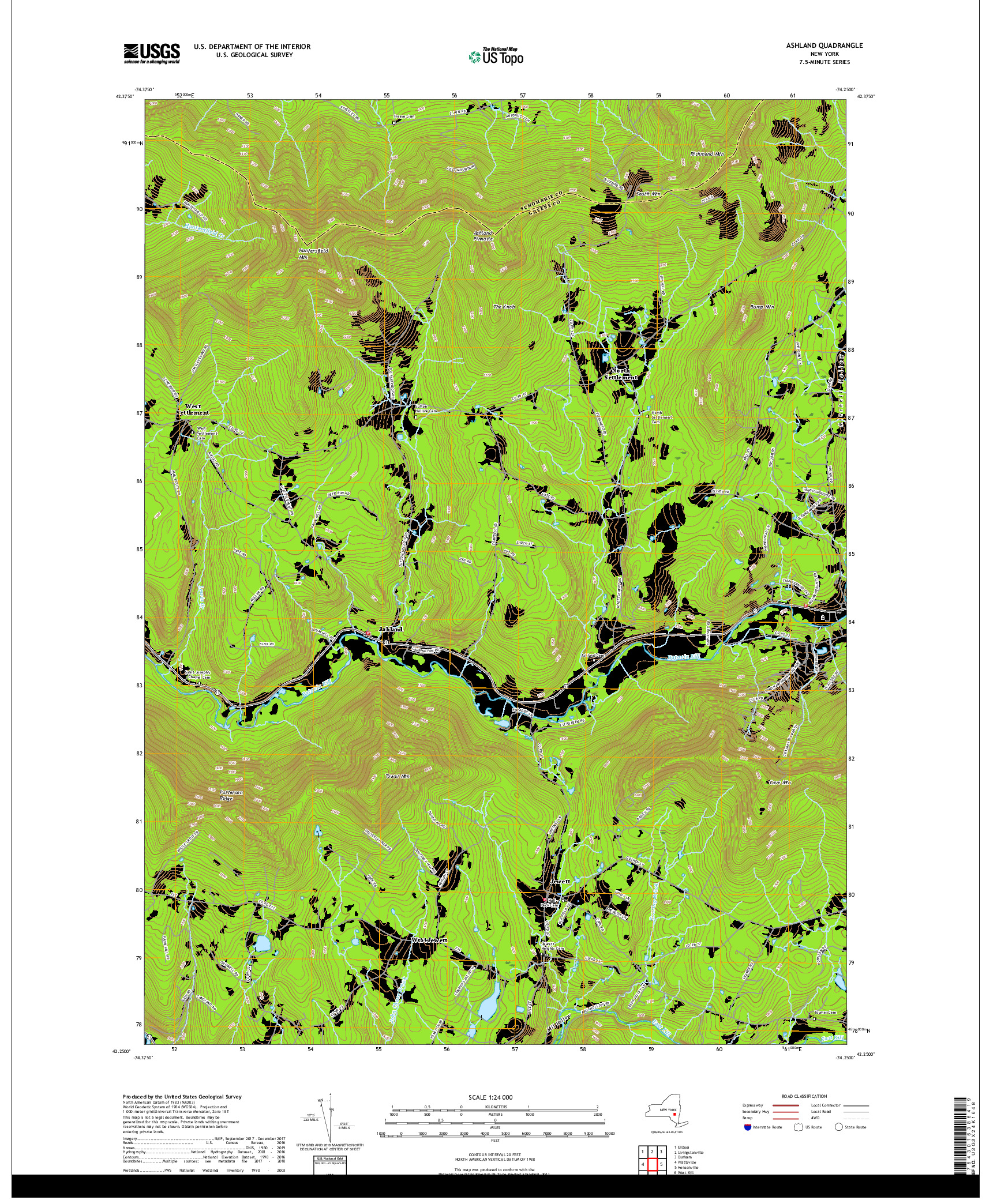 USGS US TOPO 7.5-MINUTE MAP FOR ASHLAND, NY 2019