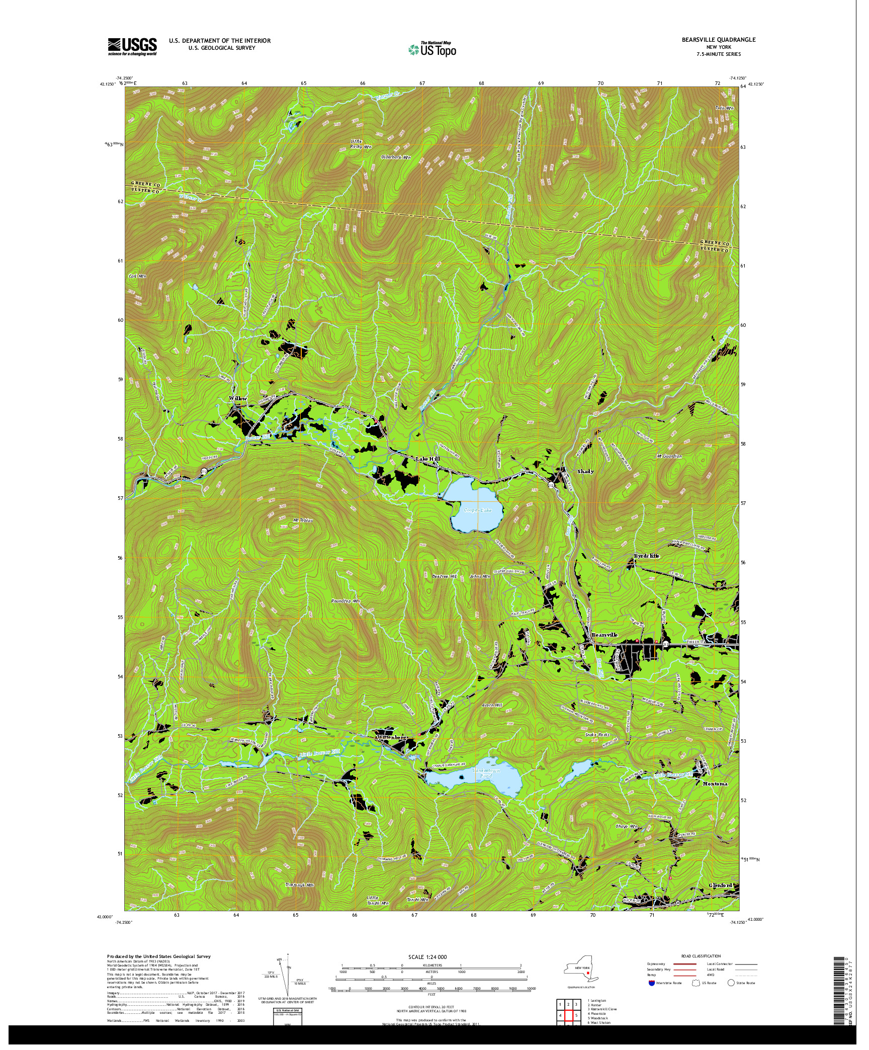 USGS US TOPO 7.5-MINUTE MAP FOR BEARSVILLE, NY 2019