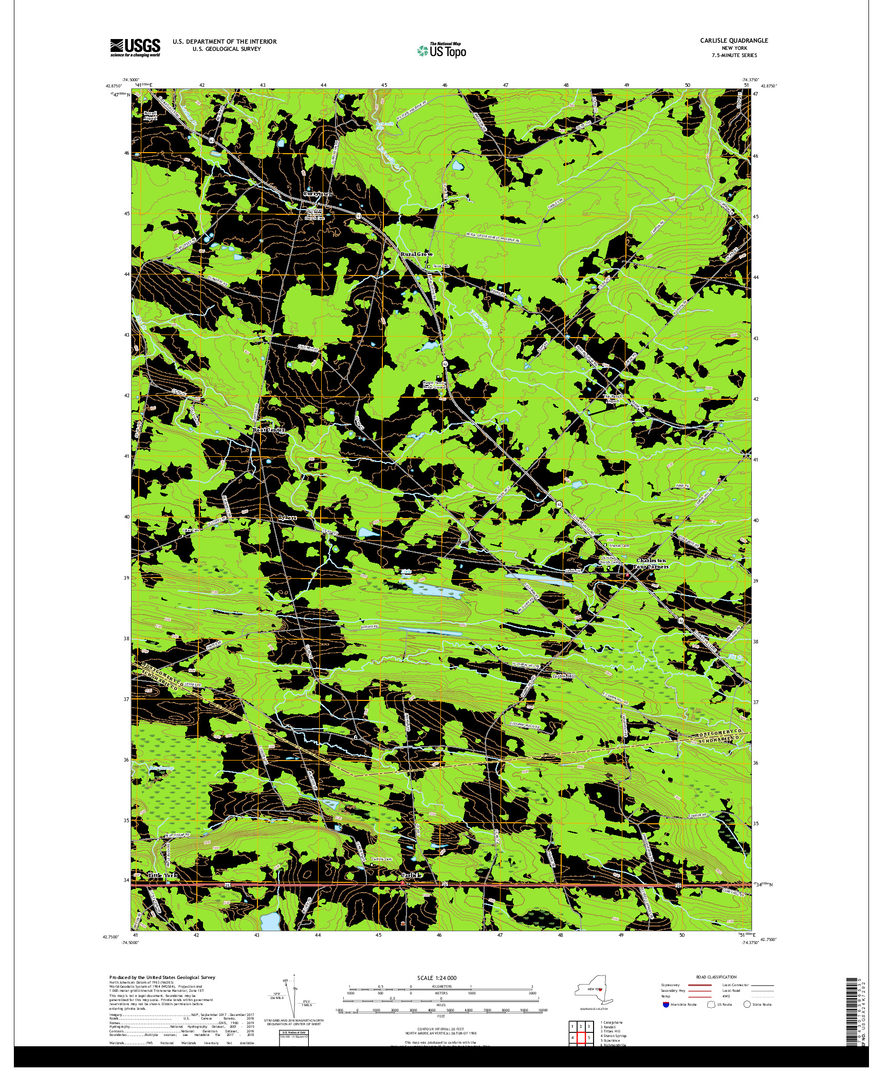 USGS US TOPO 7.5-MINUTE MAP FOR CARLISLE, NY 2019