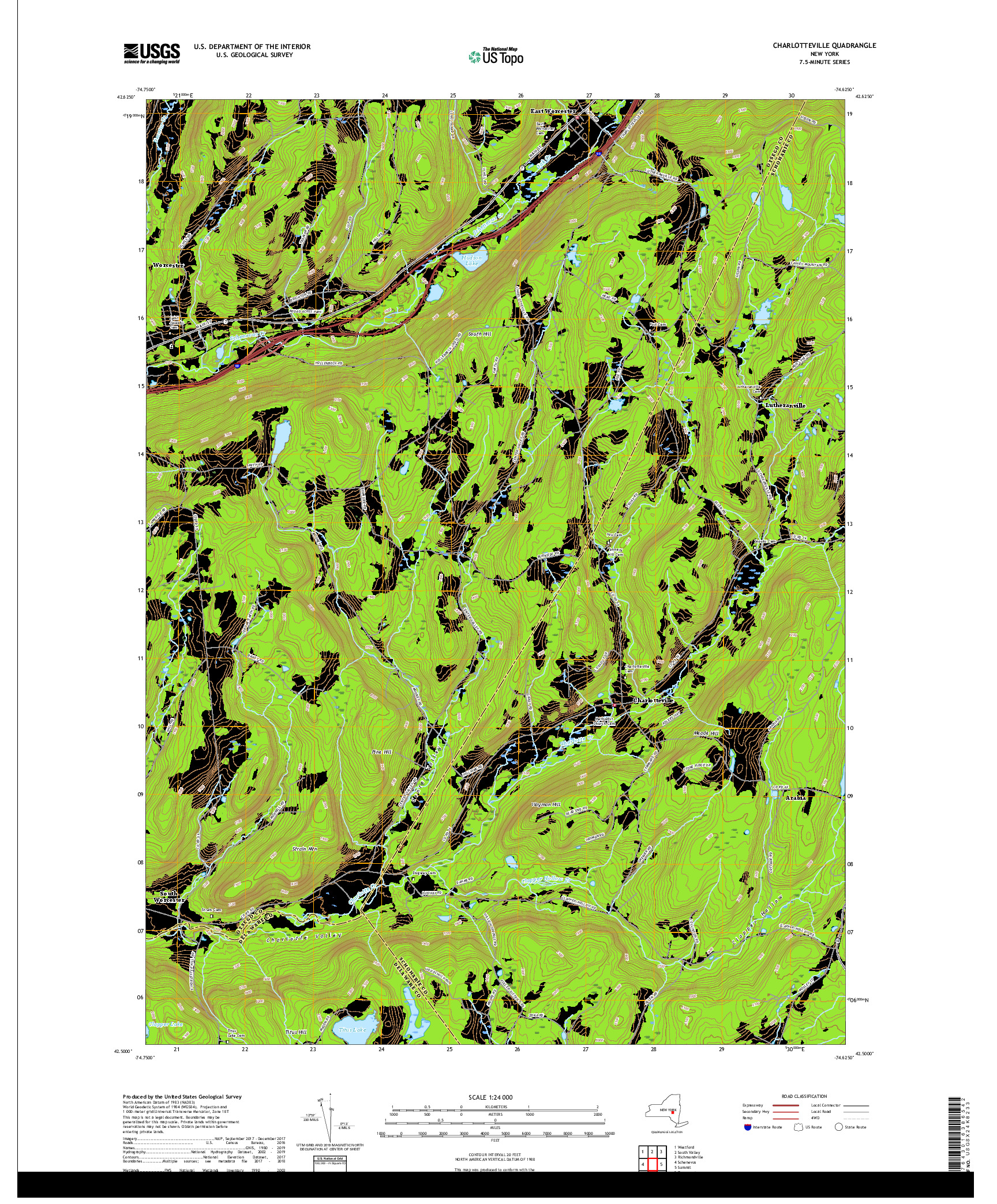 USGS US TOPO 7.5-MINUTE MAP FOR CHARLOTTEVILLE, NY 2019