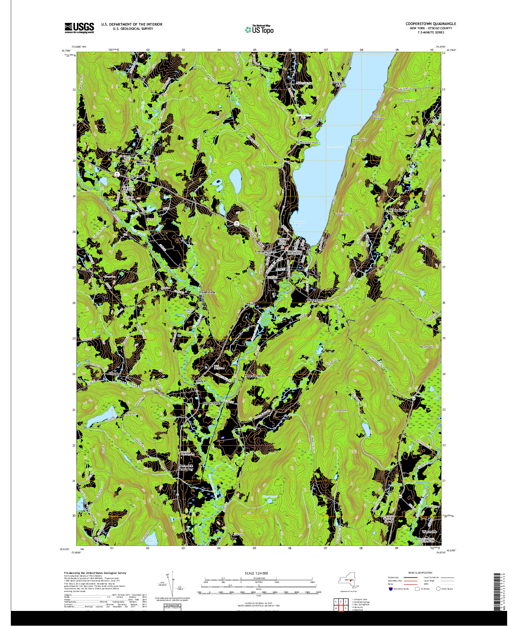 USGS US TOPO 7.5-MINUTE MAP FOR COOPERSTOWN, NY 2019
