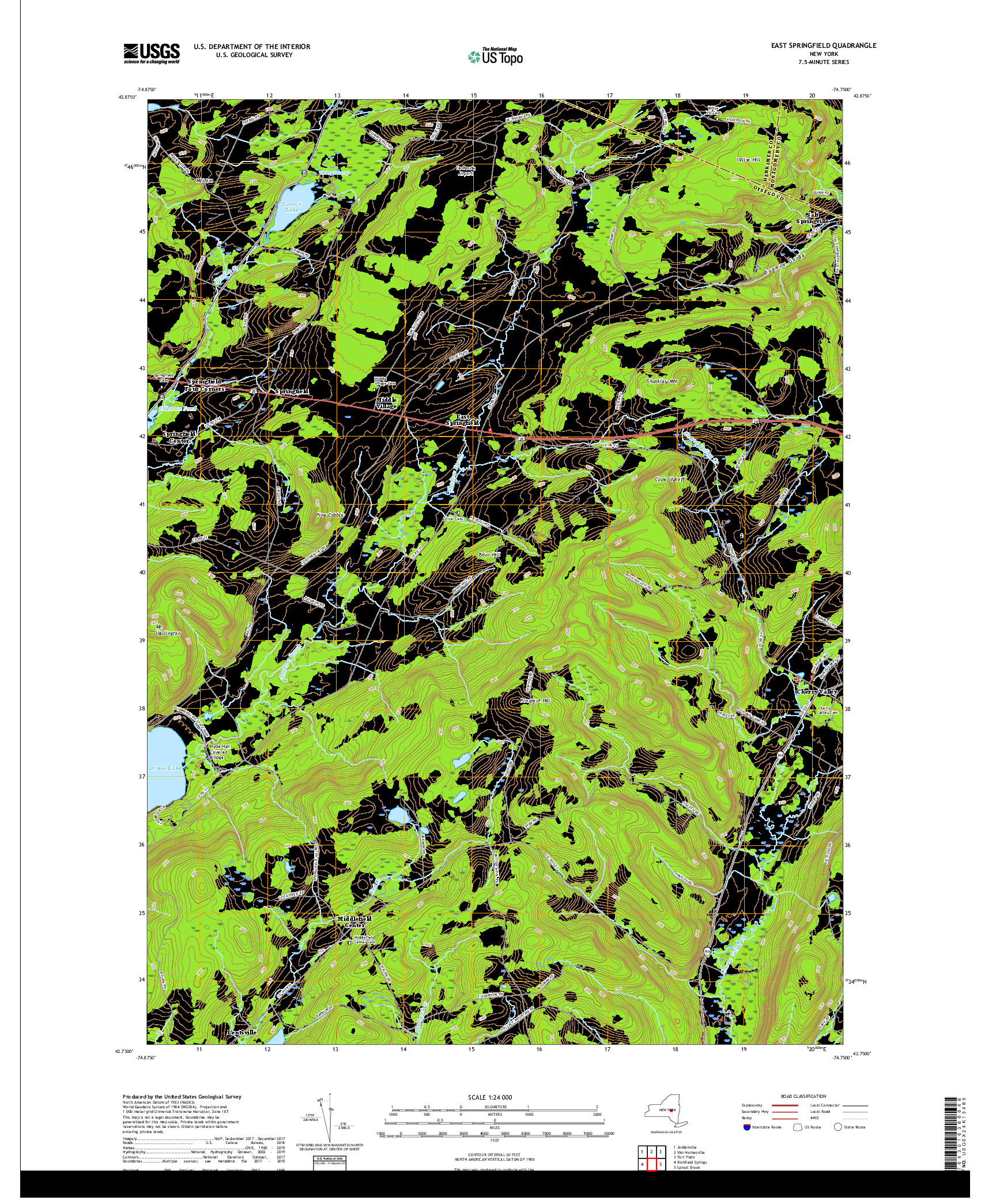 USGS US TOPO 7.5-MINUTE MAP FOR EAST SPRINGFIELD, NY 2019