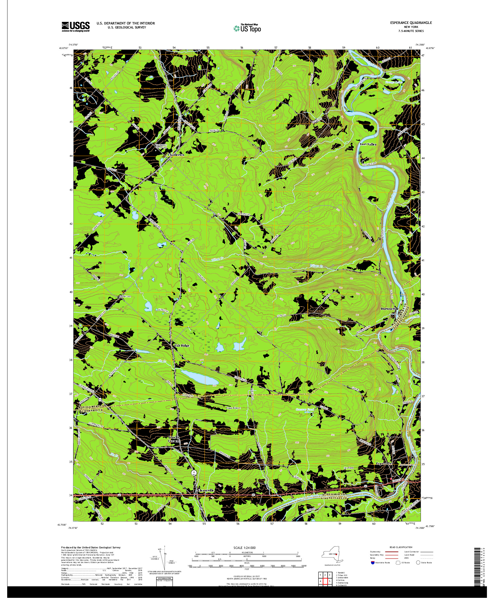 USGS US TOPO 7.5-MINUTE MAP FOR ESPERANCE, NY 2019