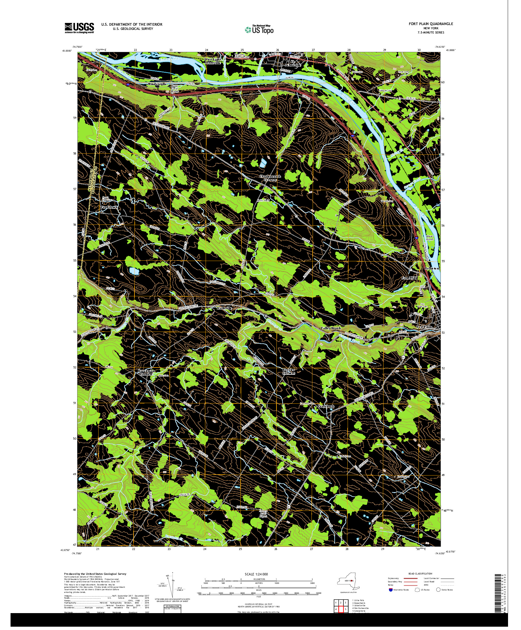 USGS US TOPO 7.5-MINUTE MAP FOR FORT PLAIN, NY 2019