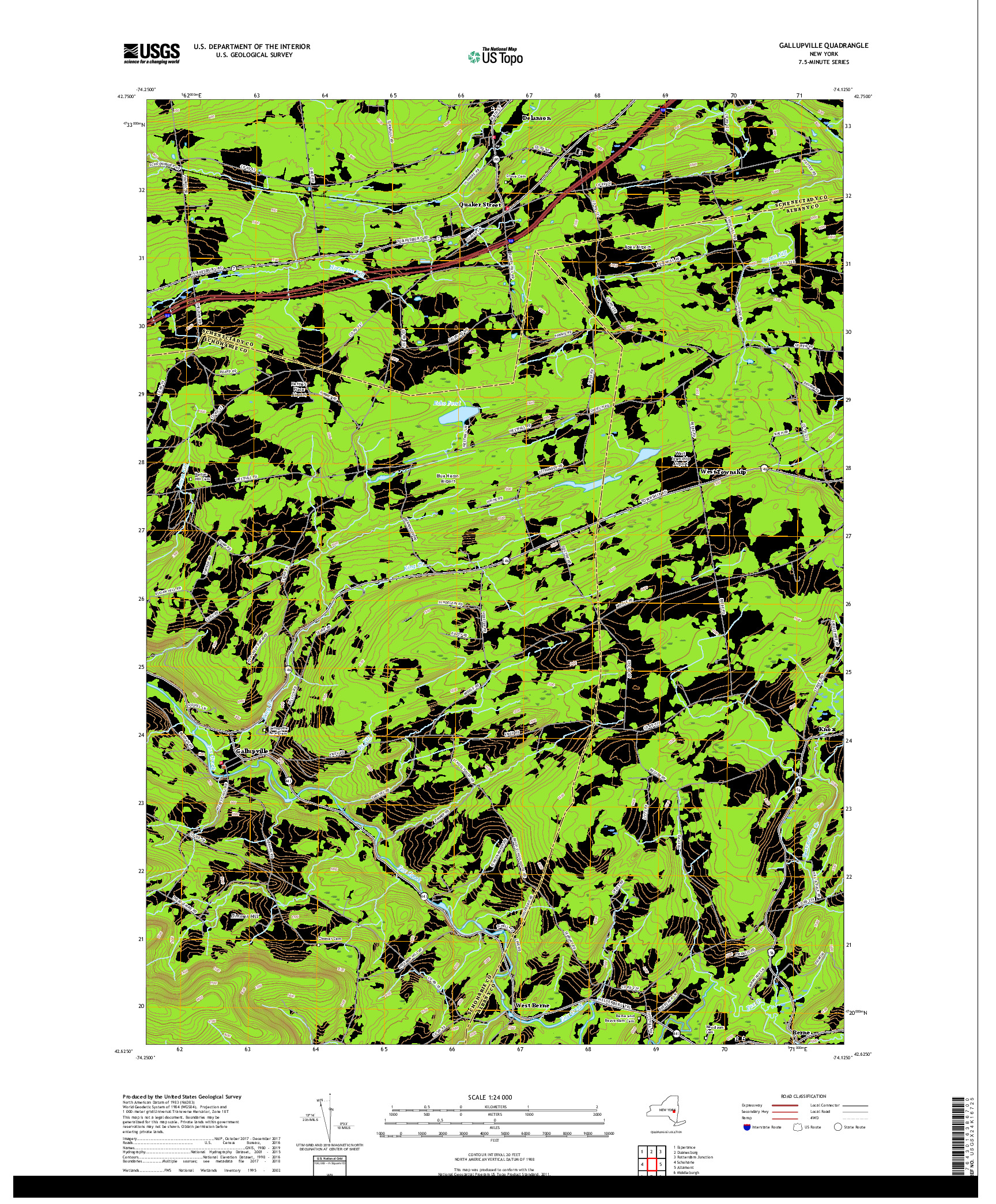 USGS US TOPO 7.5-MINUTE MAP FOR GALLUPVILLE, NY 2019
