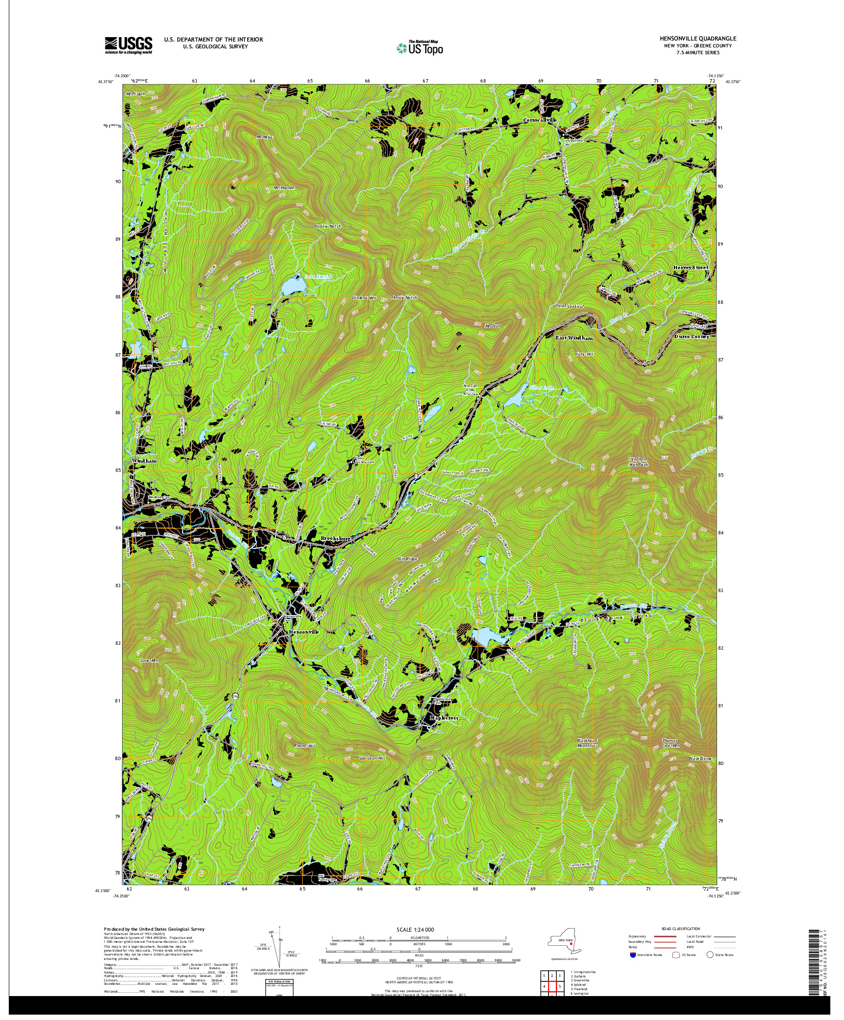 USGS US TOPO 7.5-MINUTE MAP FOR HENSONVILLE, NY 2019