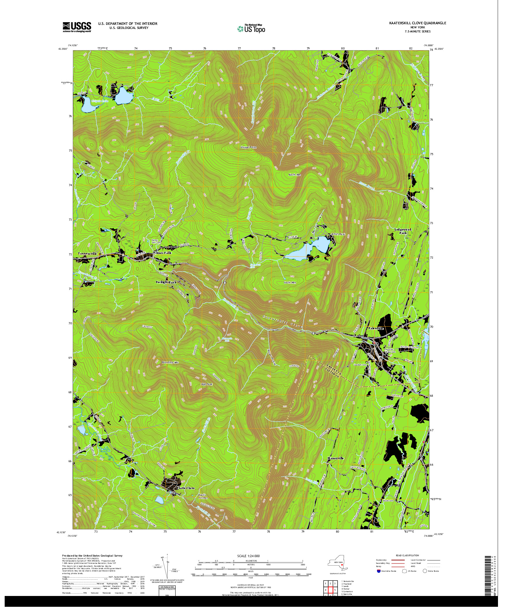 USGS US TOPO 7.5-MINUTE MAP FOR KAATERSKILL CLOVE, NY 2019
