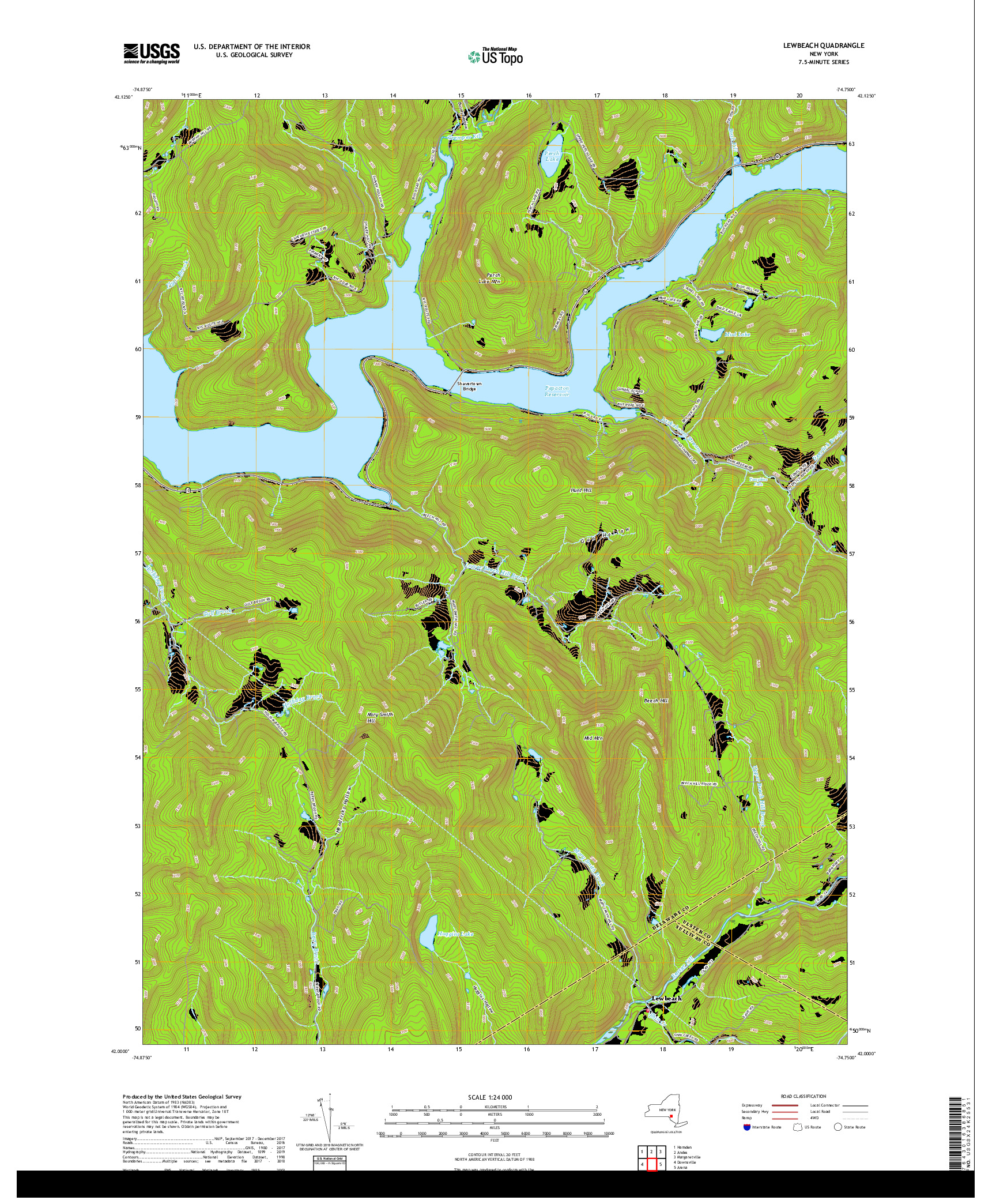 USGS US TOPO 7.5-MINUTE MAP FOR LEWBEACH, NY 2019