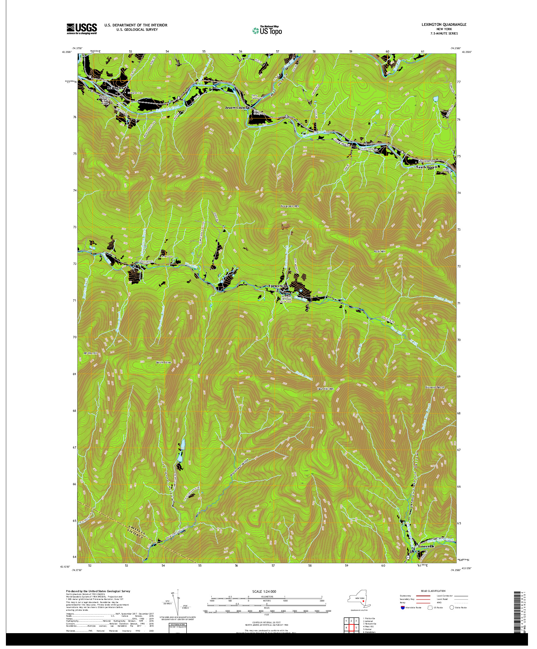 USGS US TOPO 7.5-MINUTE MAP FOR LEXINGTON, NY 2019