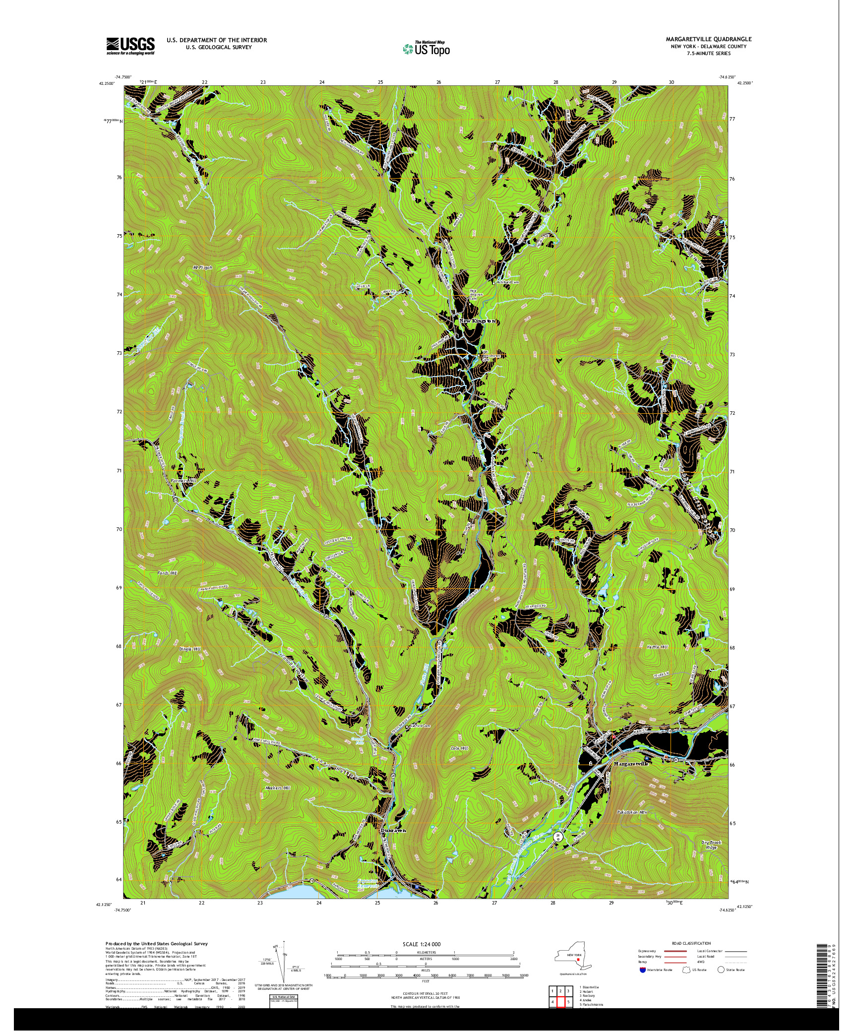 USGS US TOPO 7.5-MINUTE MAP FOR MARGARETVILLE, NY 2019