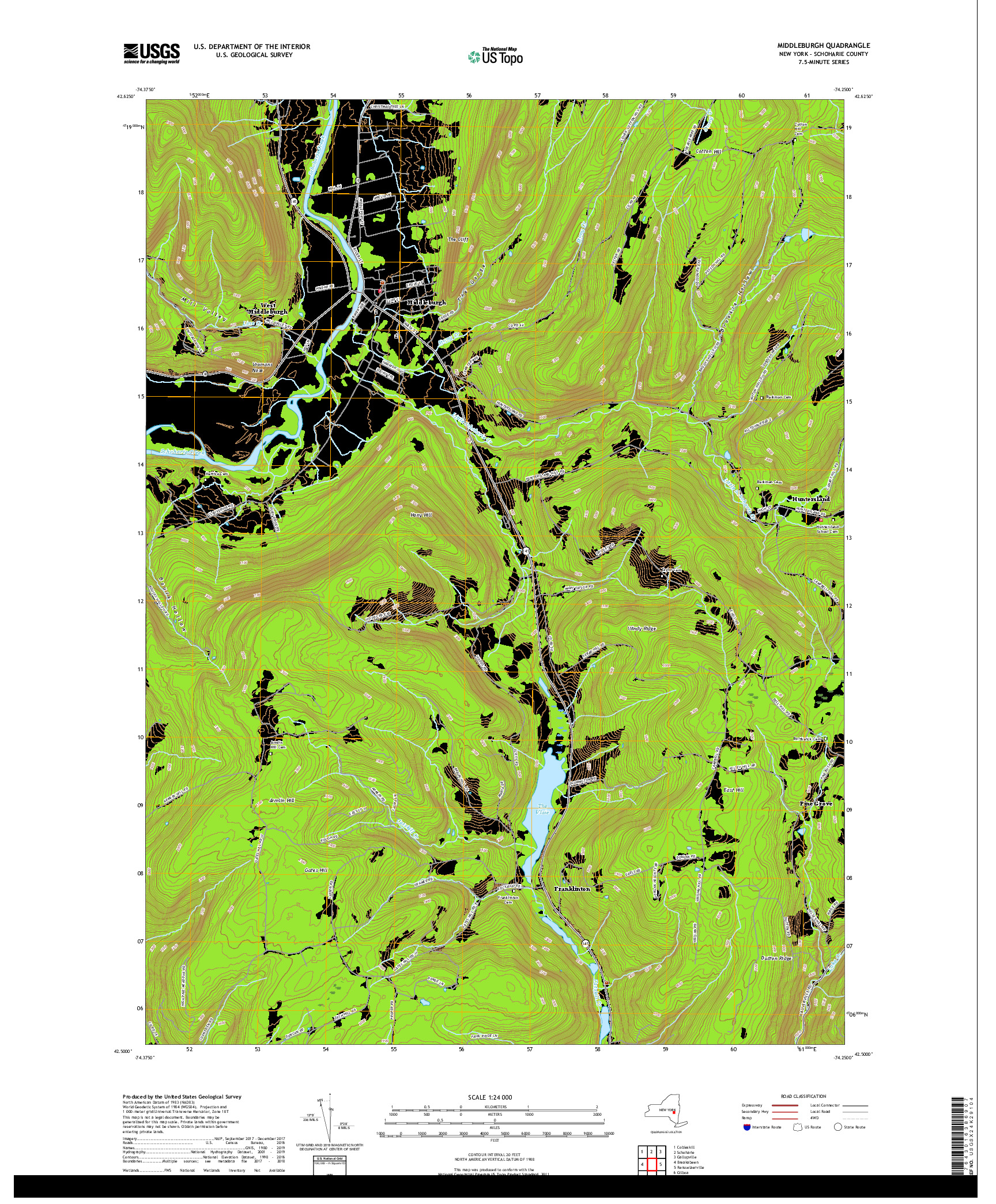 USGS US TOPO 7.5-MINUTE MAP FOR MIDDLEBURGH, NY 2019