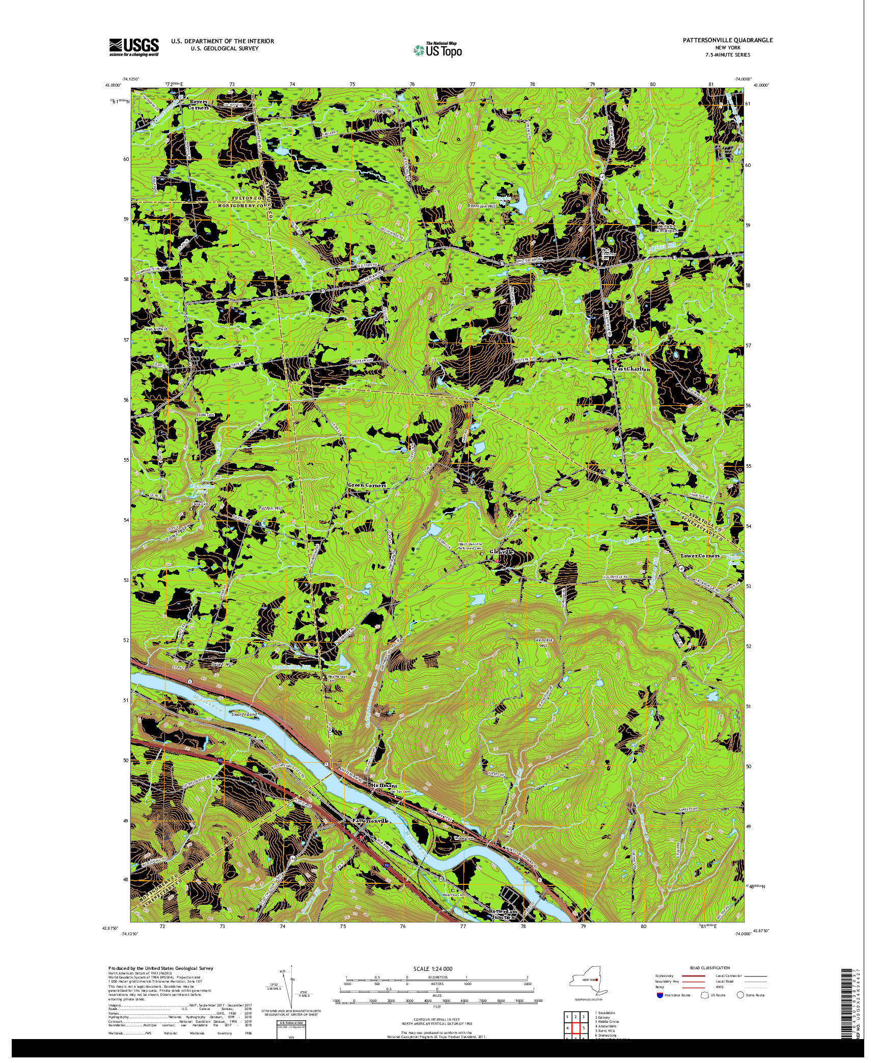 USGS US TOPO 7.5-MINUTE MAP FOR PATTERSONVILLE, NY 2019