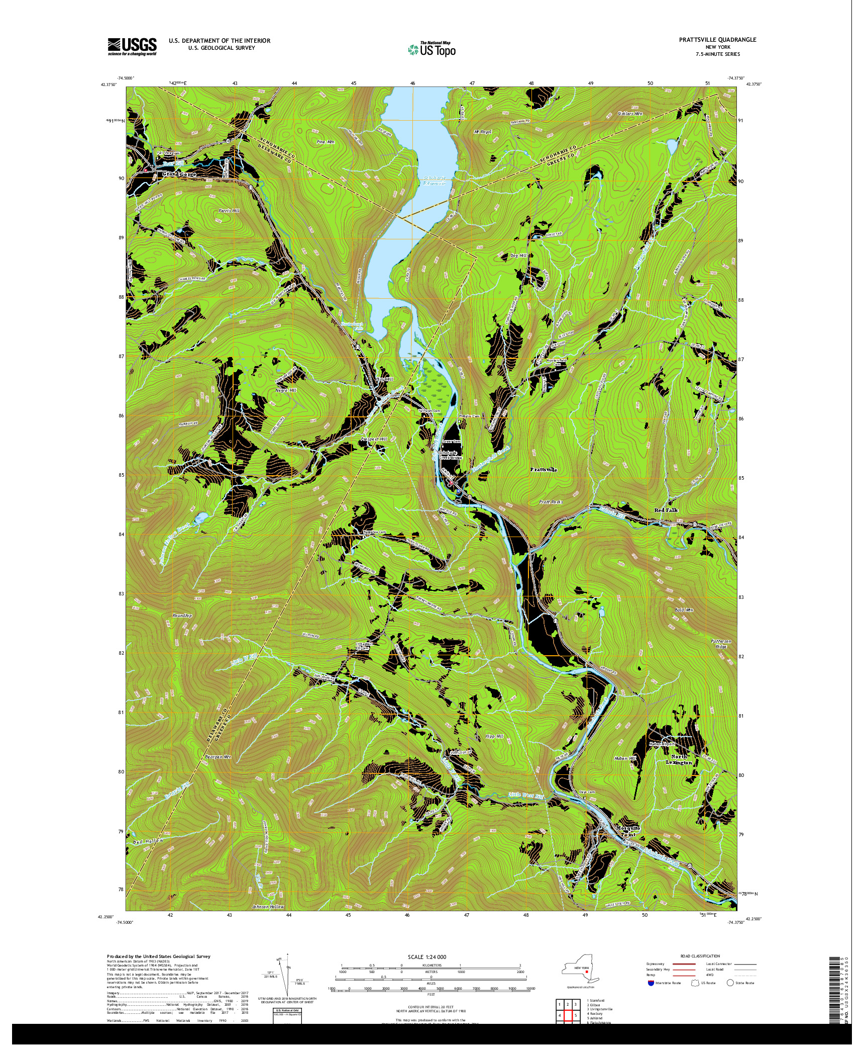 USGS US TOPO 7.5-MINUTE MAP FOR PRATTSVILLE, NY 2019