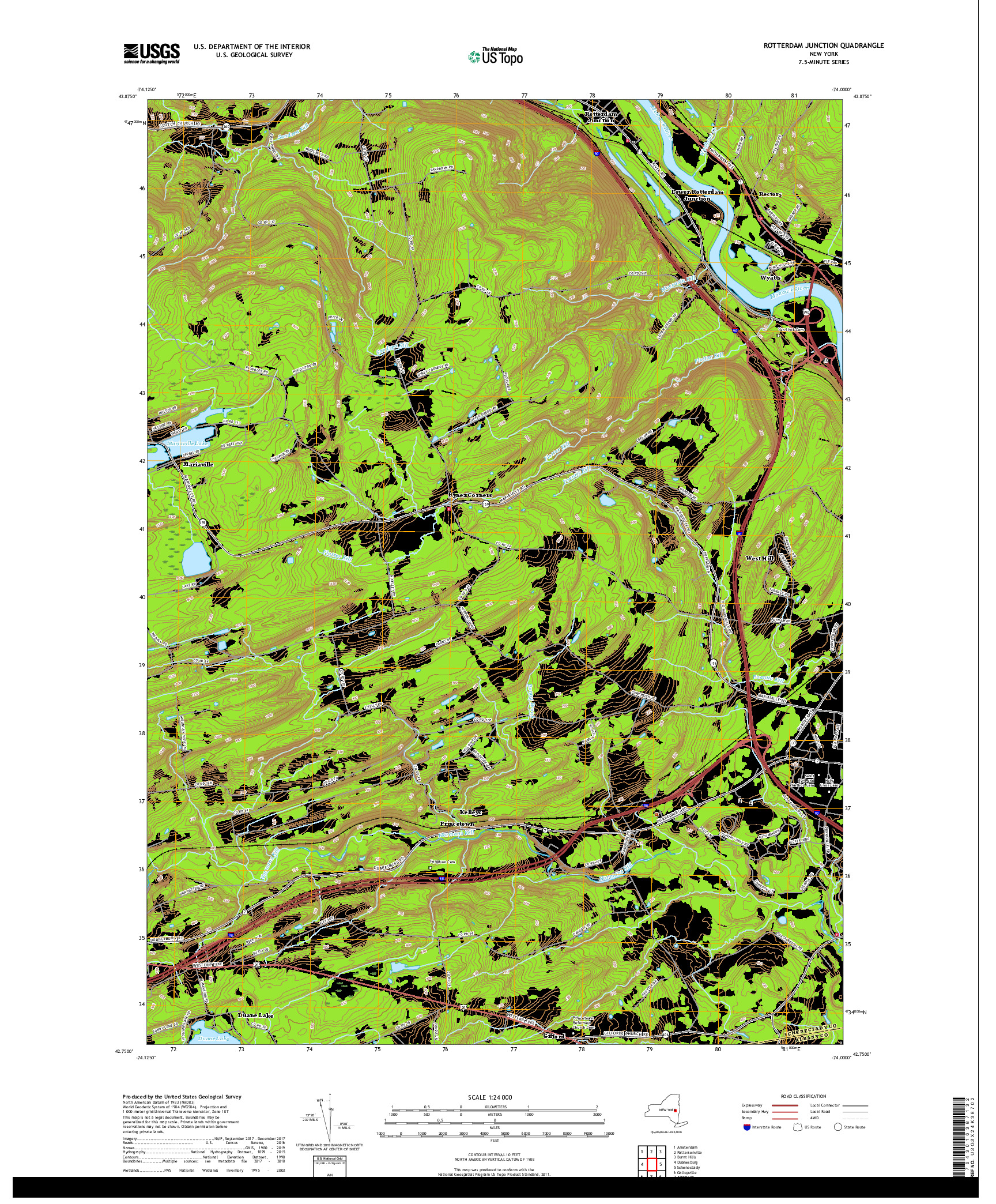 USGS US TOPO 7.5-MINUTE MAP FOR ROTTERDAM JUNCTION, NY 2019