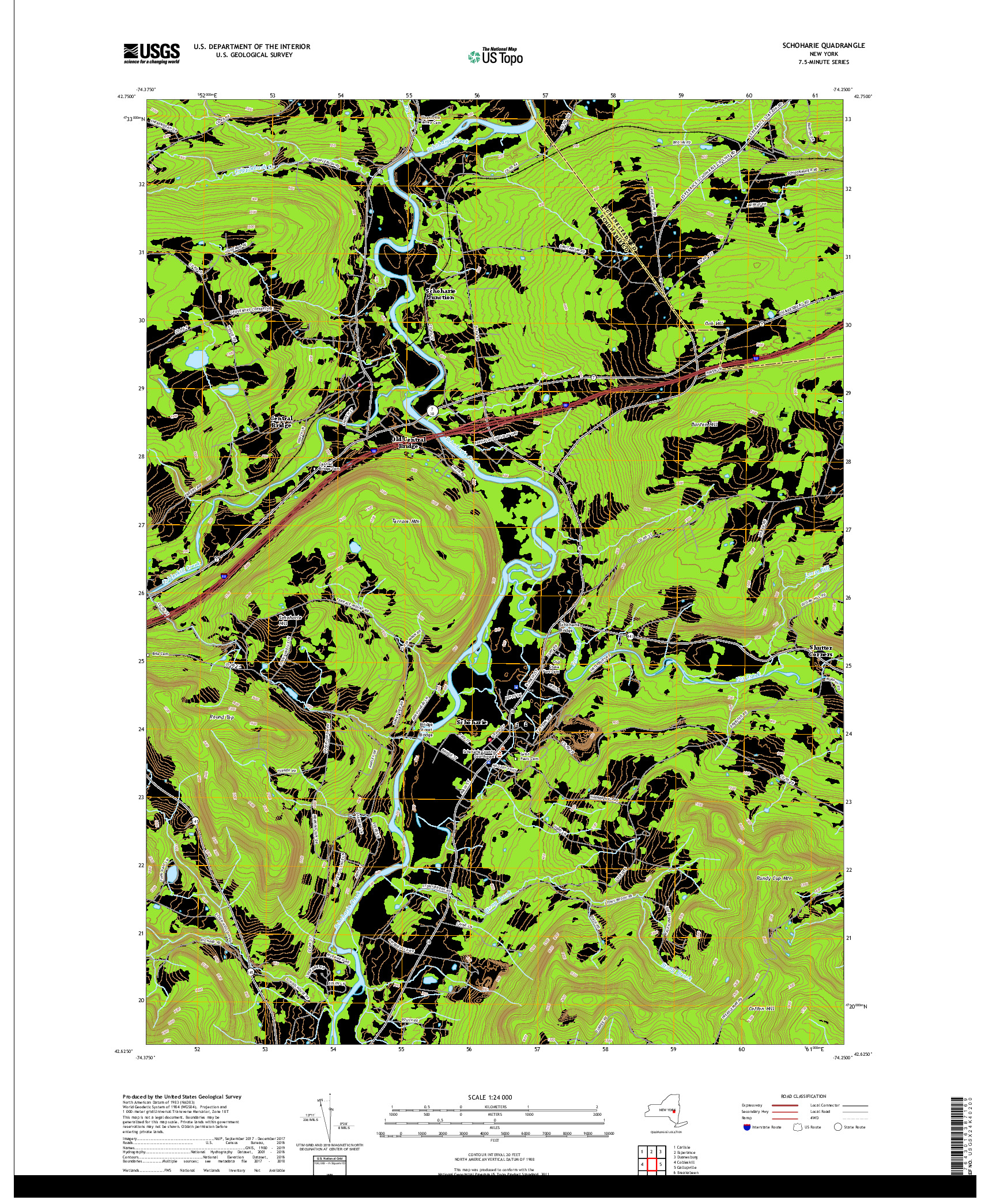 USGS US TOPO 7.5-MINUTE MAP FOR SCHOHARIE, NY 2019