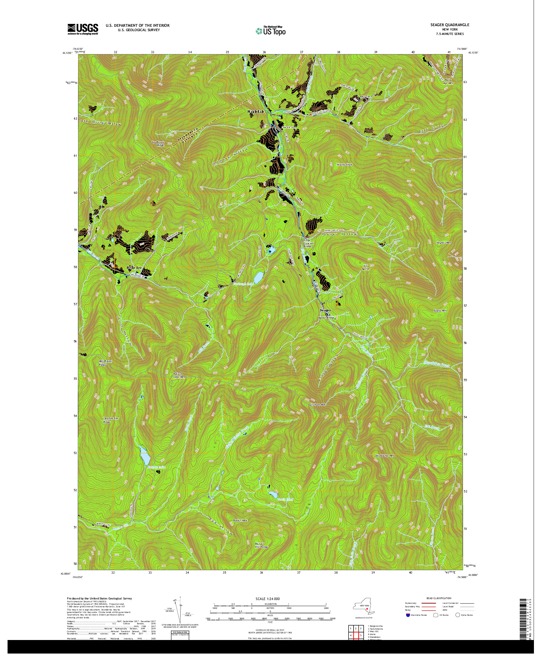 USGS US TOPO 7.5-MINUTE MAP FOR SEAGER, NY 2019