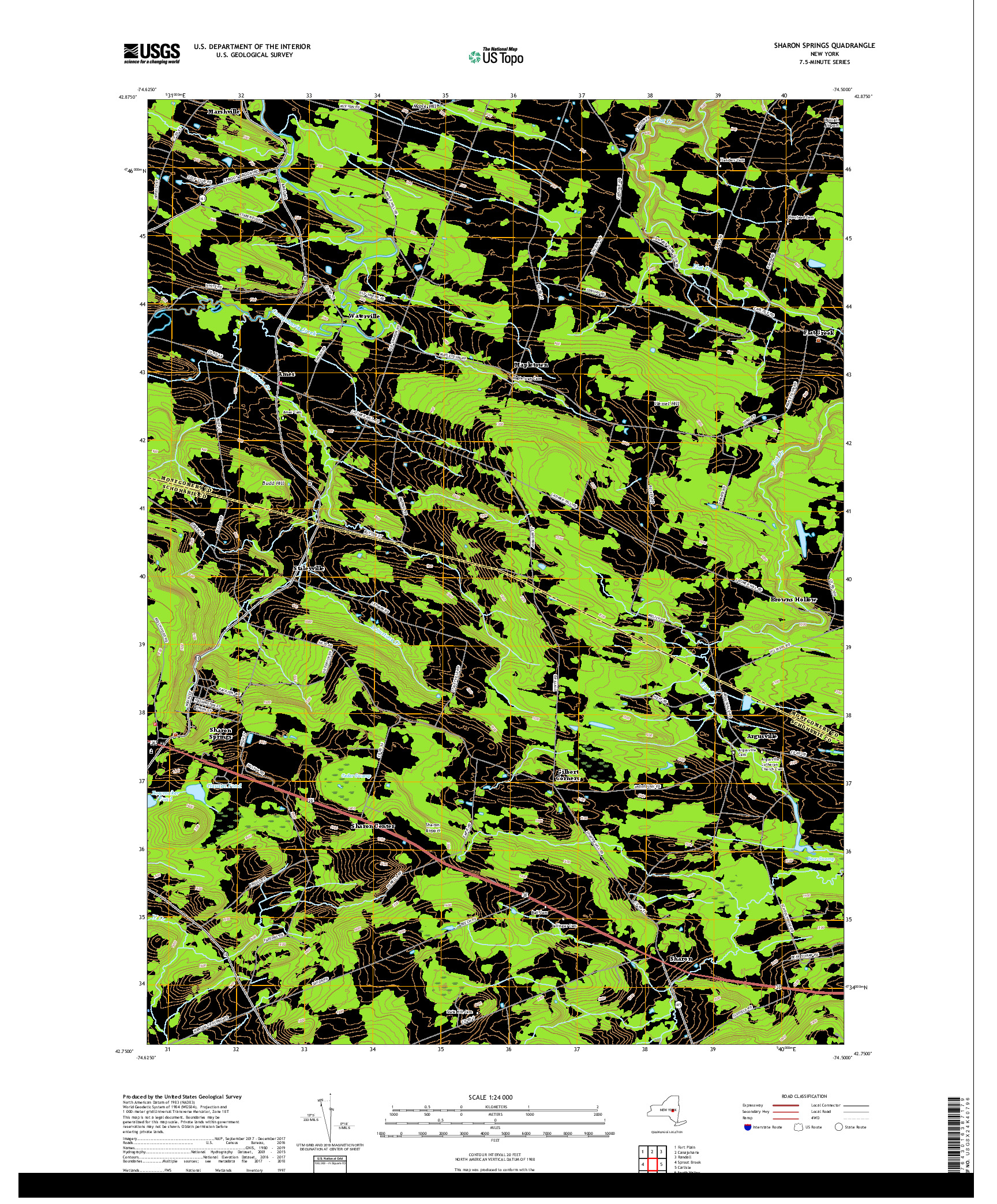 USGS US TOPO 7.5-MINUTE MAP FOR SHARON SPRINGS, NY 2019