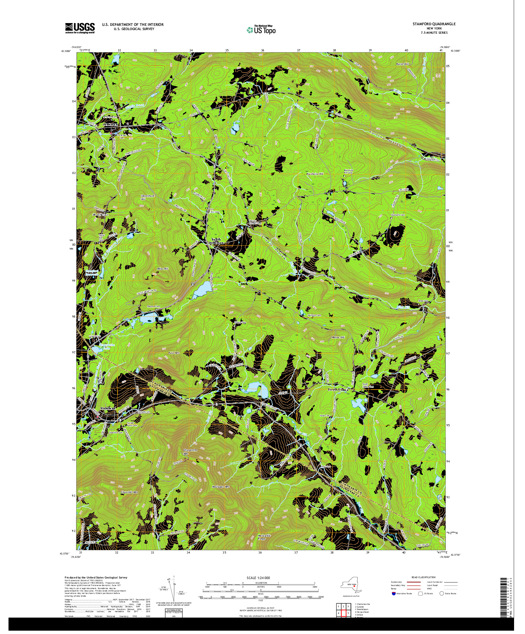 USGS US TOPO 7.5-MINUTE MAP FOR STAMFORD, NY 2019