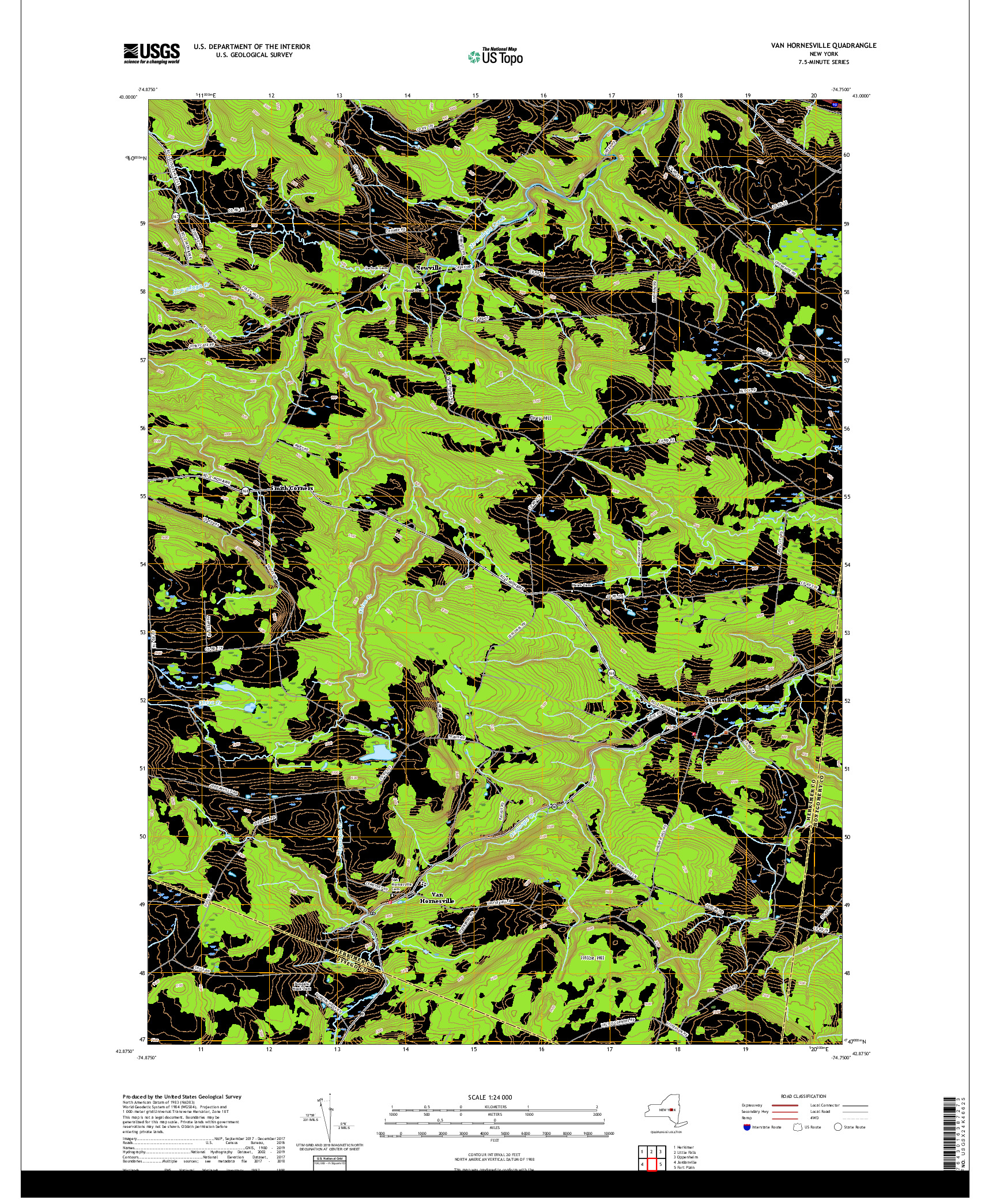 USGS US TOPO 7.5-MINUTE MAP FOR VAN HORNESVILLE, NY 2019