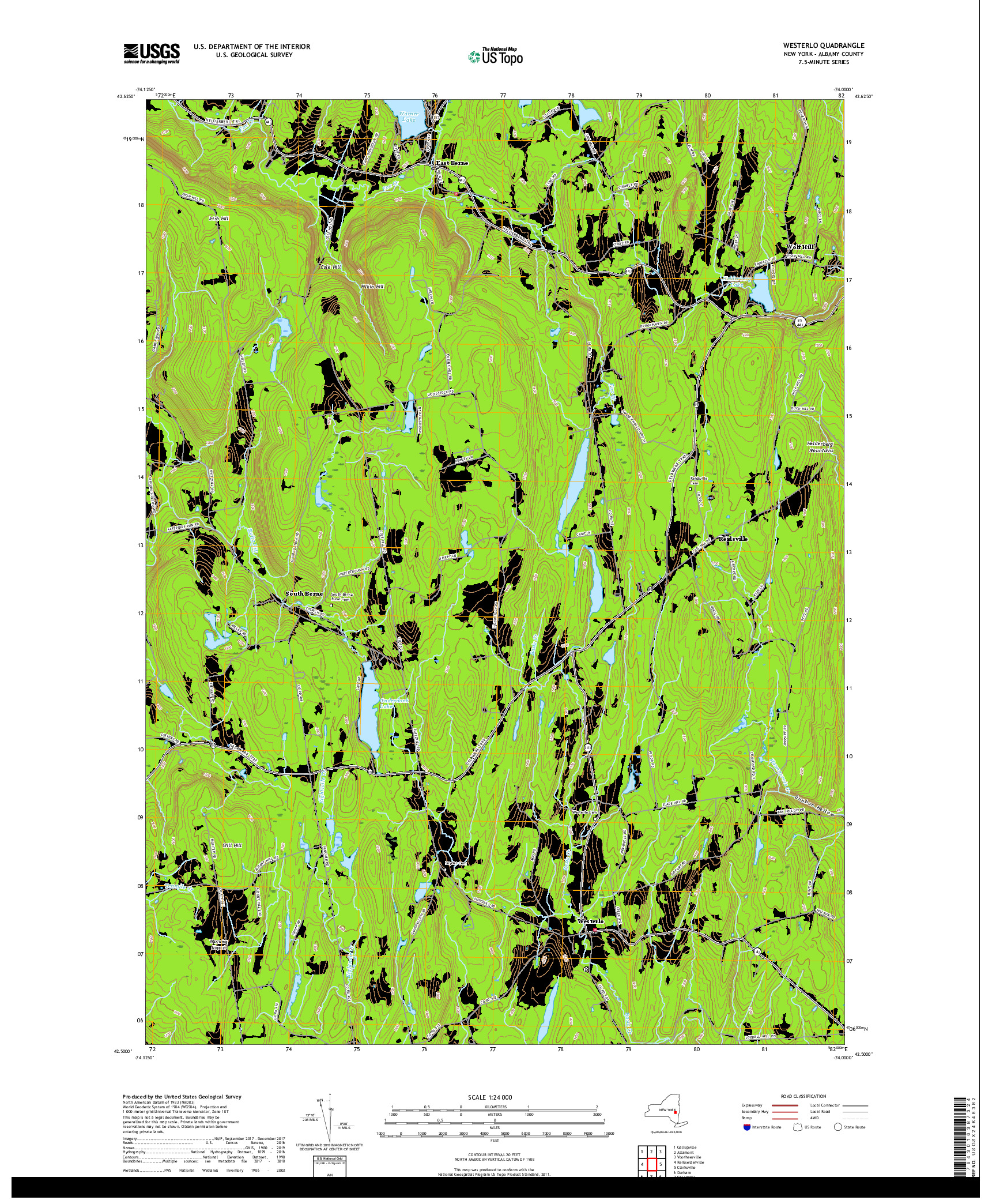 USGS US TOPO 7.5-MINUTE MAP FOR WESTERLO, NY 2019