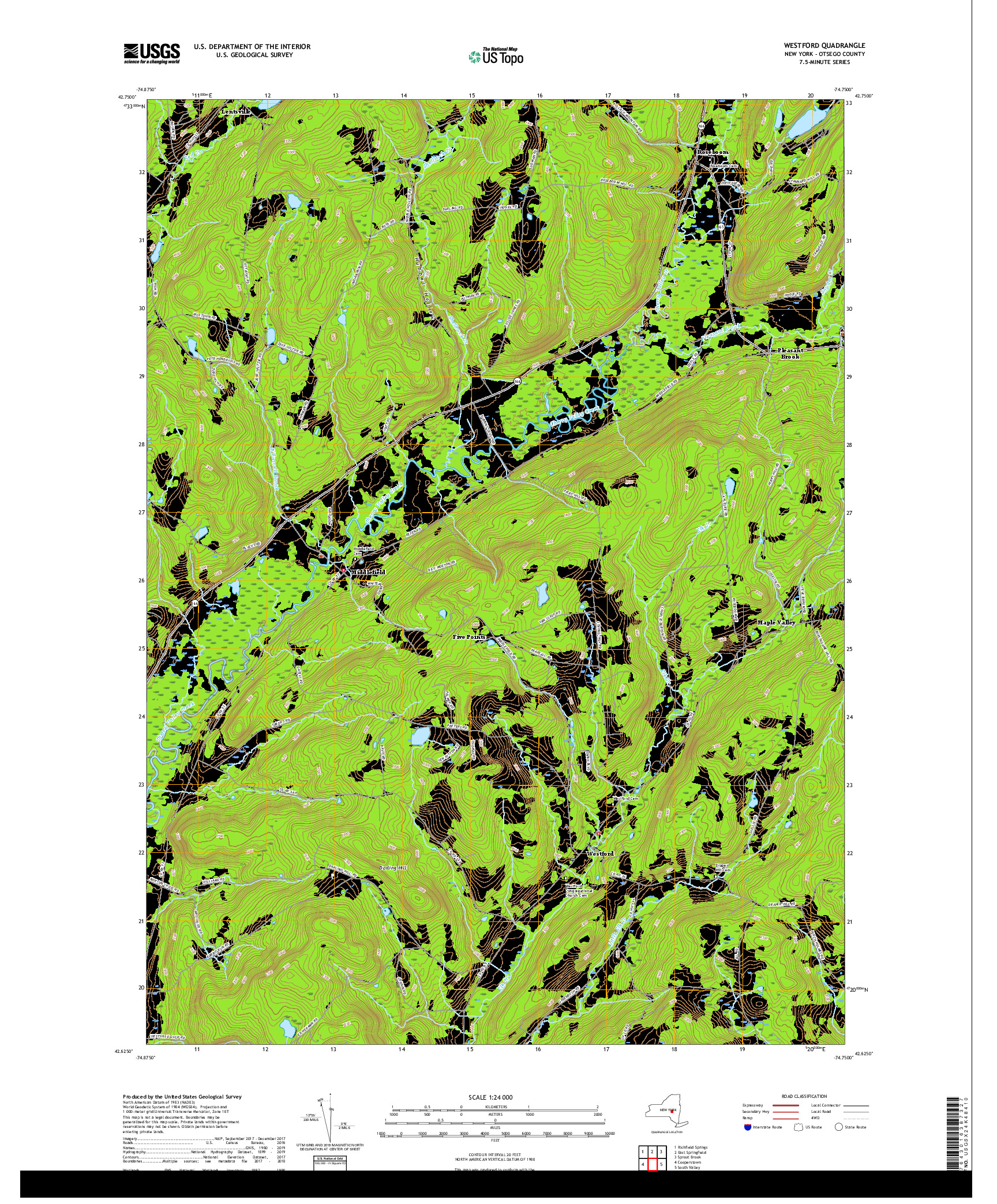 USGS US TOPO 7.5-MINUTE MAP FOR WESTFORD, NY 2019