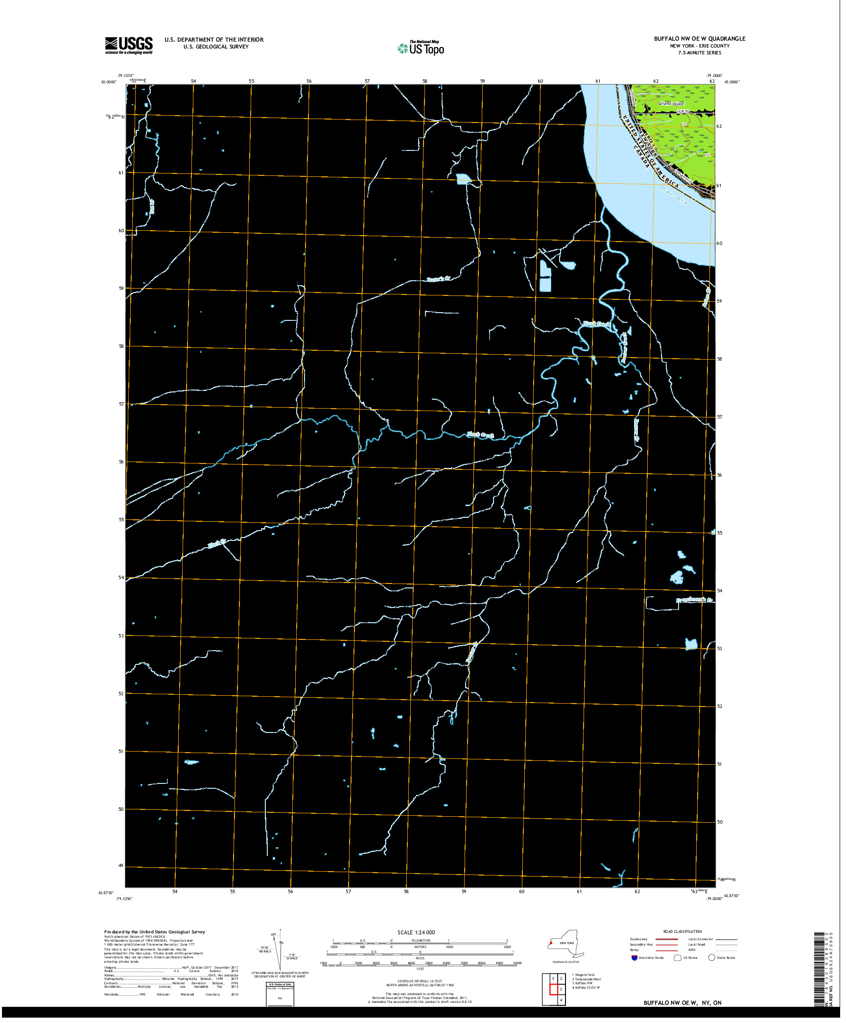 USGS US TOPO 7.5-MINUTE MAP FOR BUFFALO NW OE W, NY,ON 2019