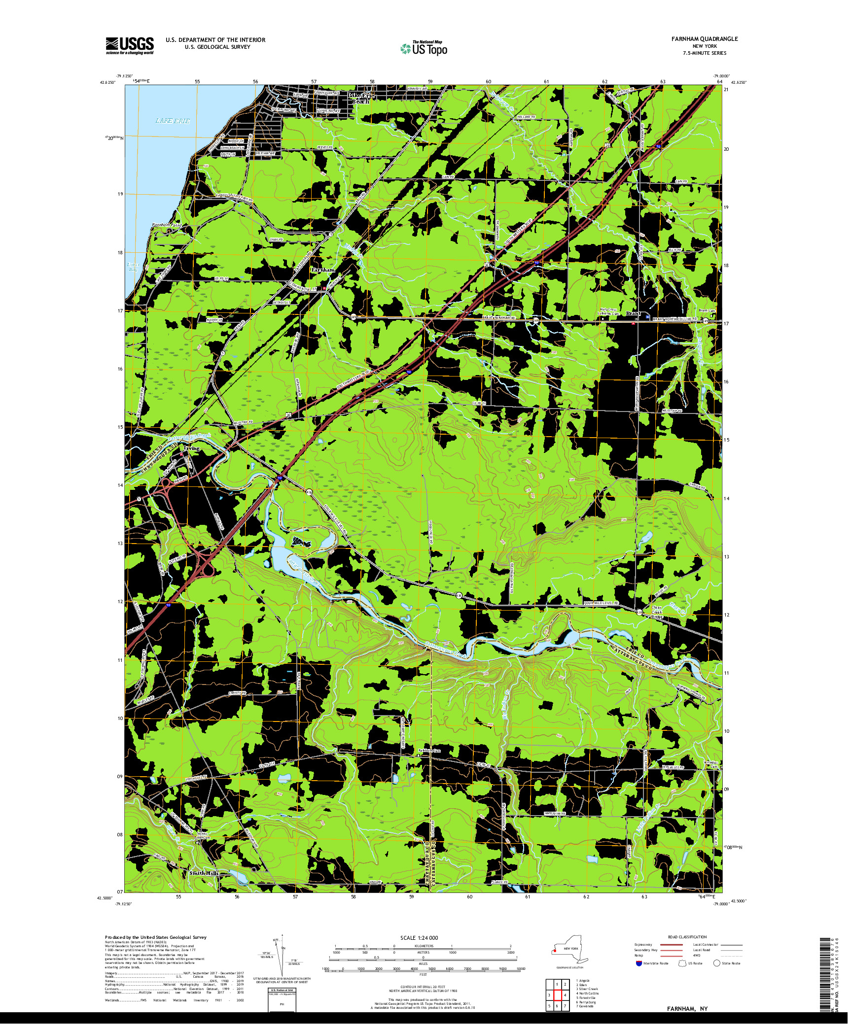 USGS US TOPO 7.5-MINUTE MAP FOR FARNHAM, NY 2019