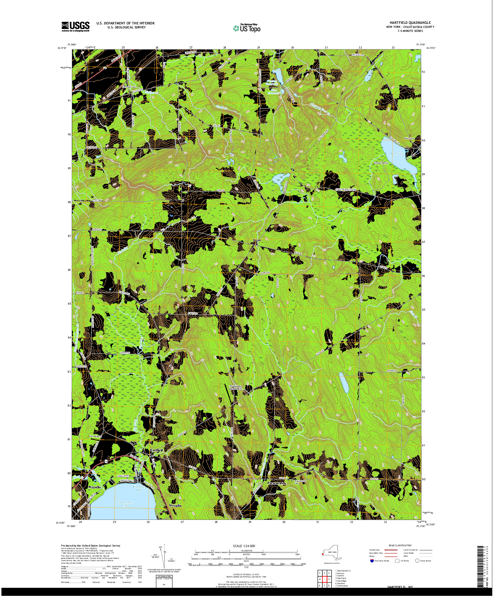 USGS US TOPO 7.5-MINUTE MAP FOR HARTFIELD, NY 2019