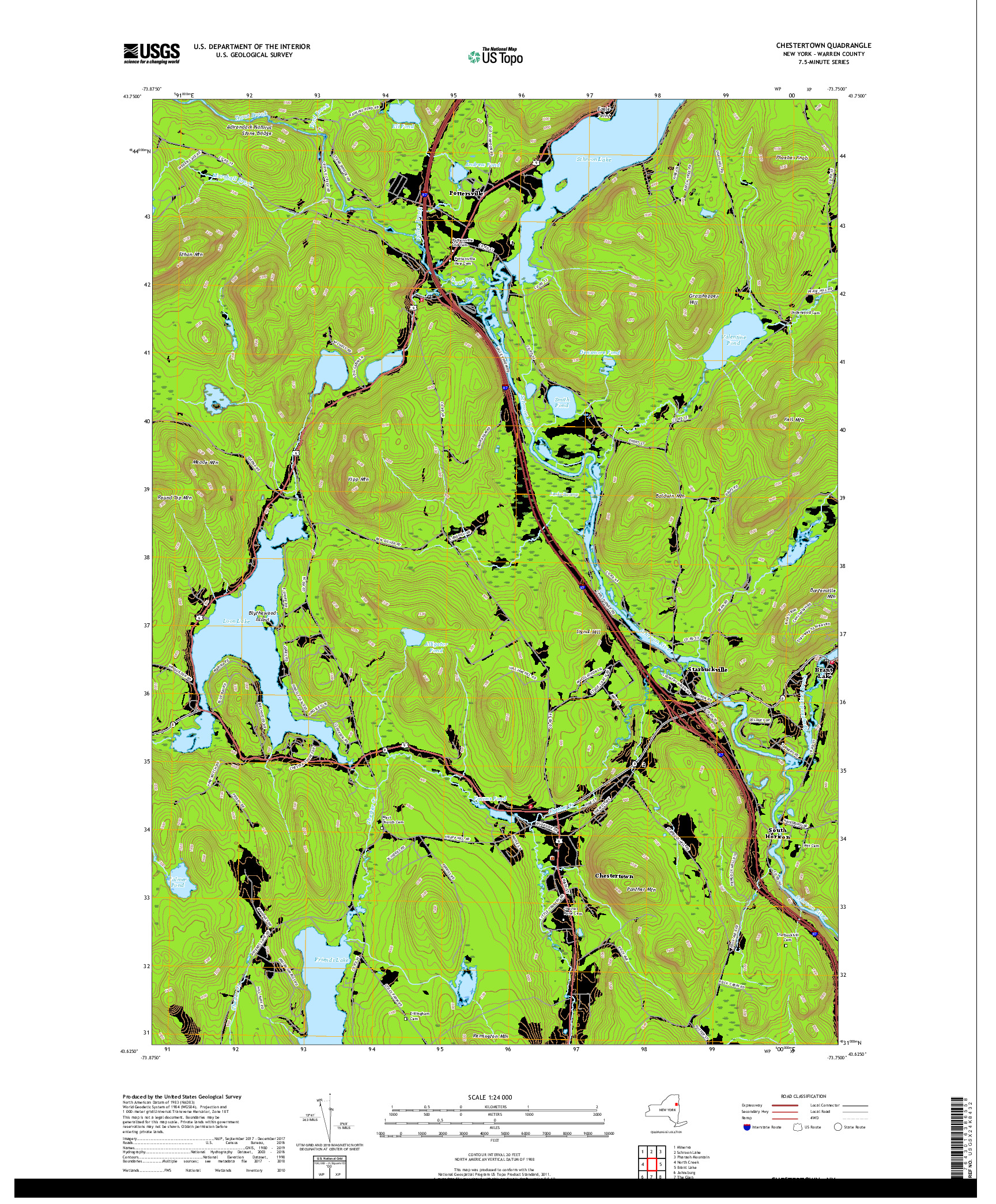 USGS US TOPO 7.5-MINUTE MAP FOR CHESTERTOWN, NY 2019