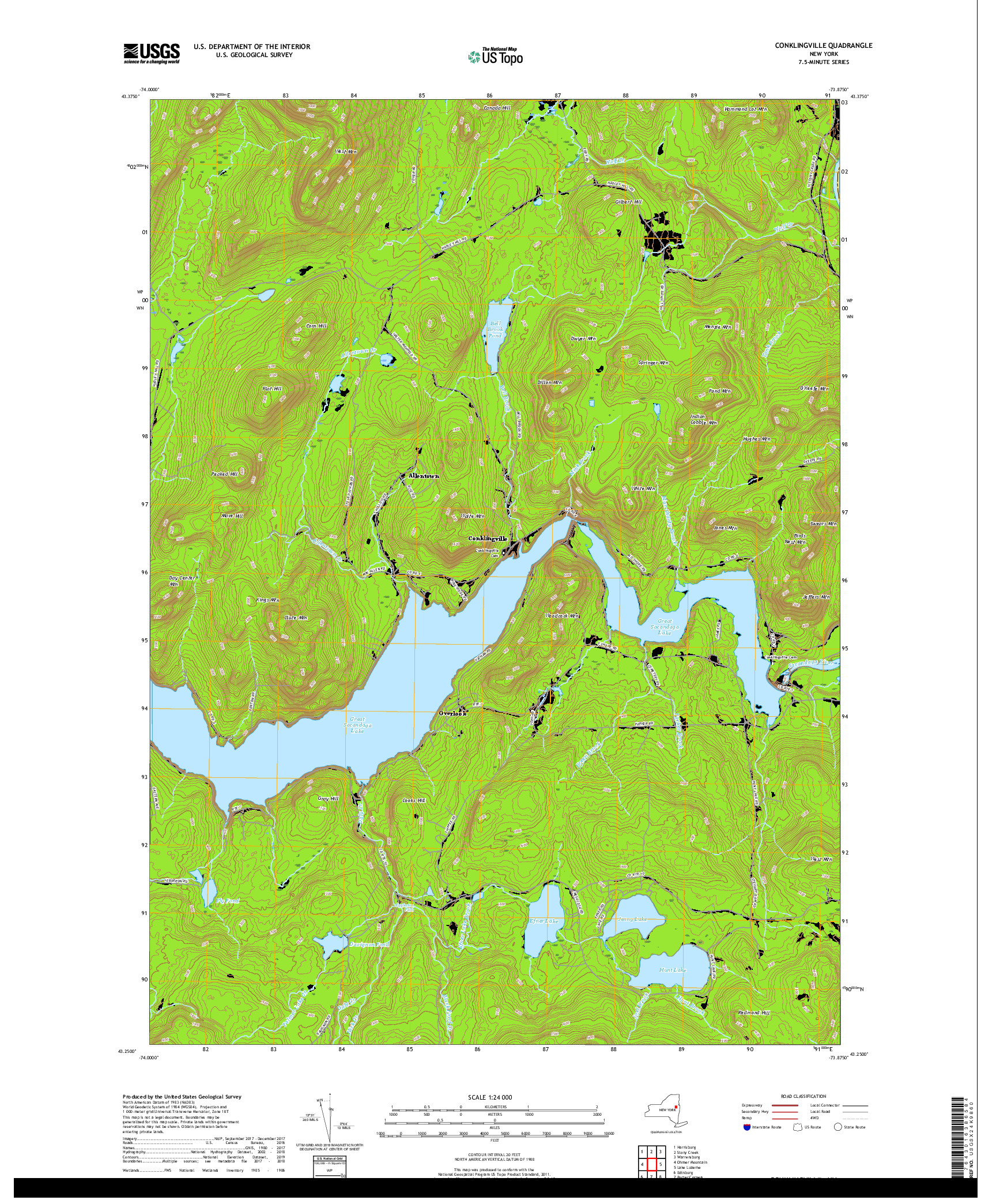 USGS US TOPO 7.5-MINUTE MAP FOR CONKLINGVILLE, NY 2019