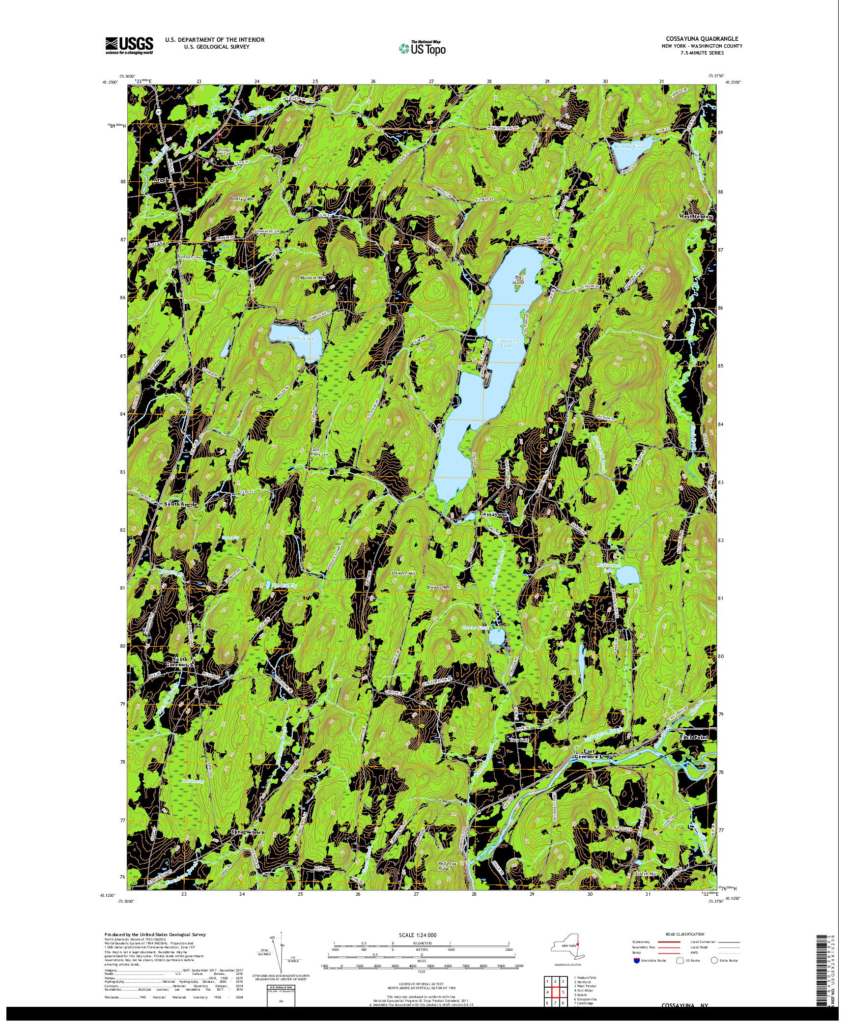 USGS US TOPO 7.5-MINUTE MAP FOR COSSAYUNA, NY 2019